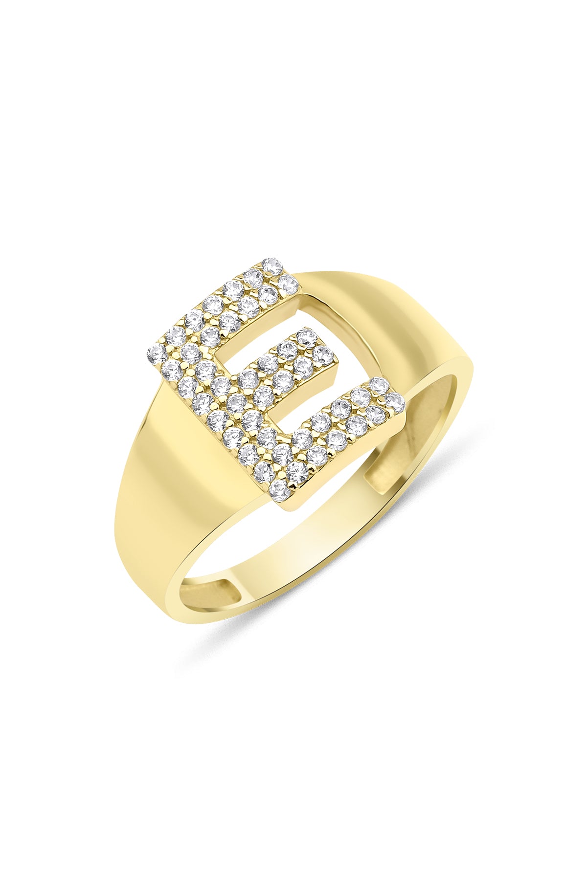 14K Gold Stone E Initial Ring