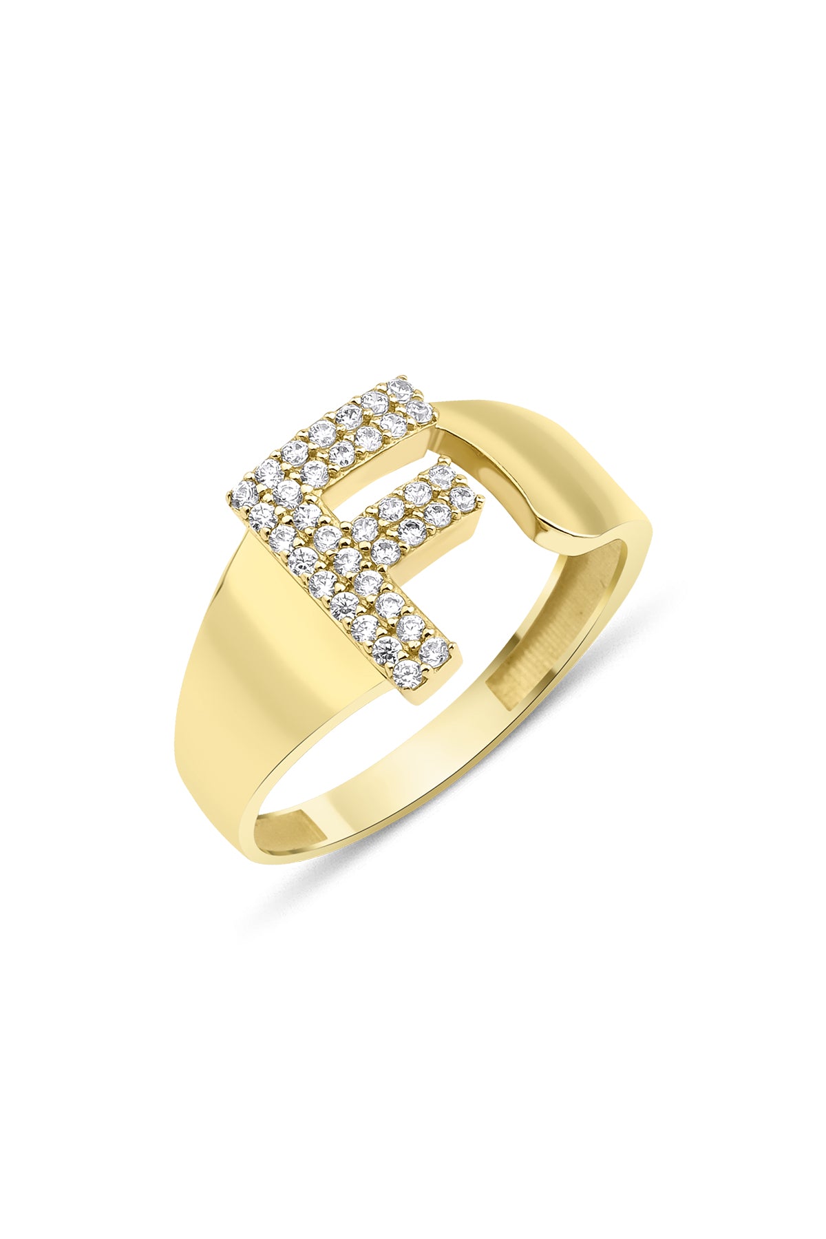 14K Gold Stone F Initial Ring