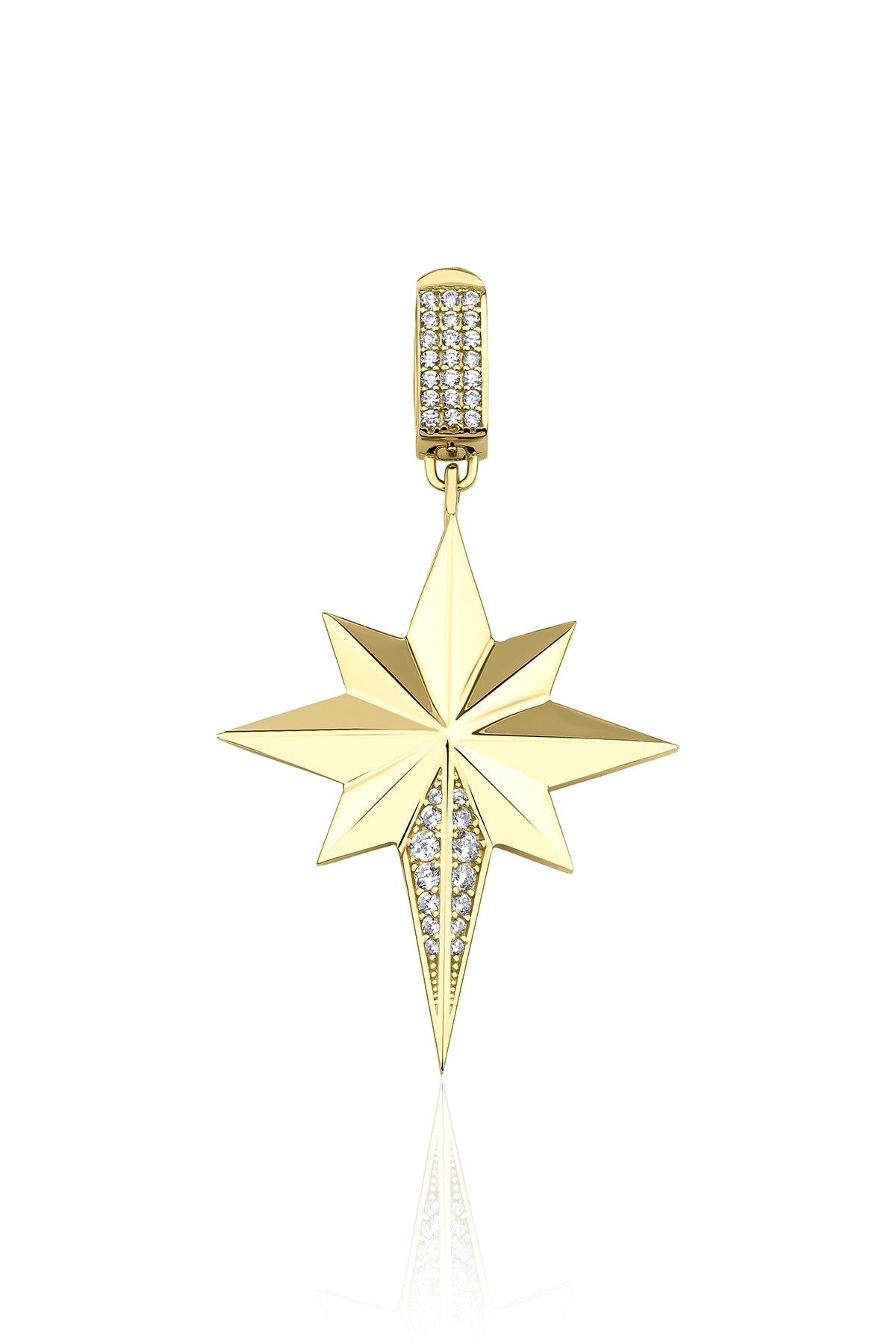 14K Gold Stone Faceted North Star Charm