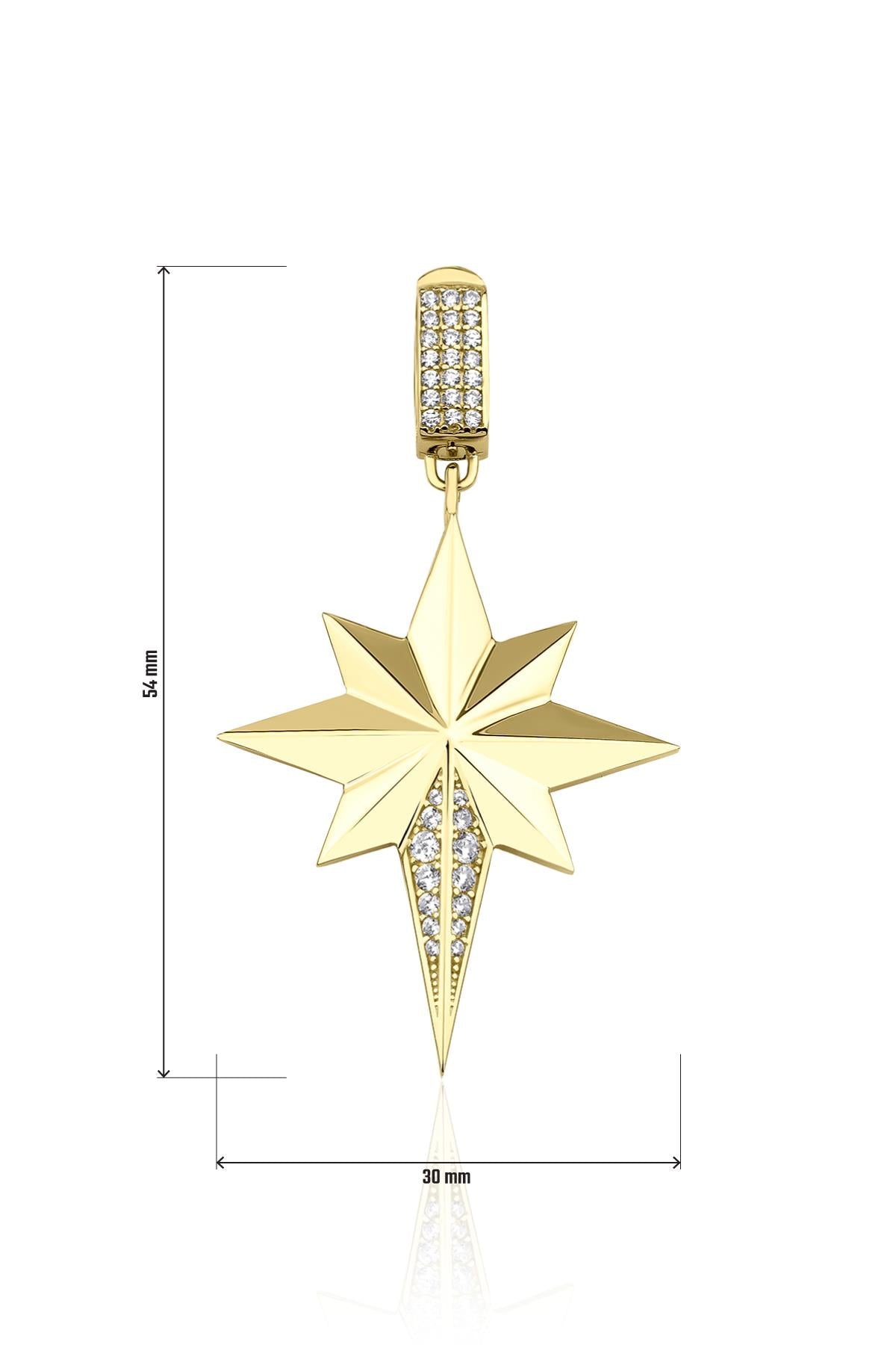 14K Gold Stone Faceted North Star Charm