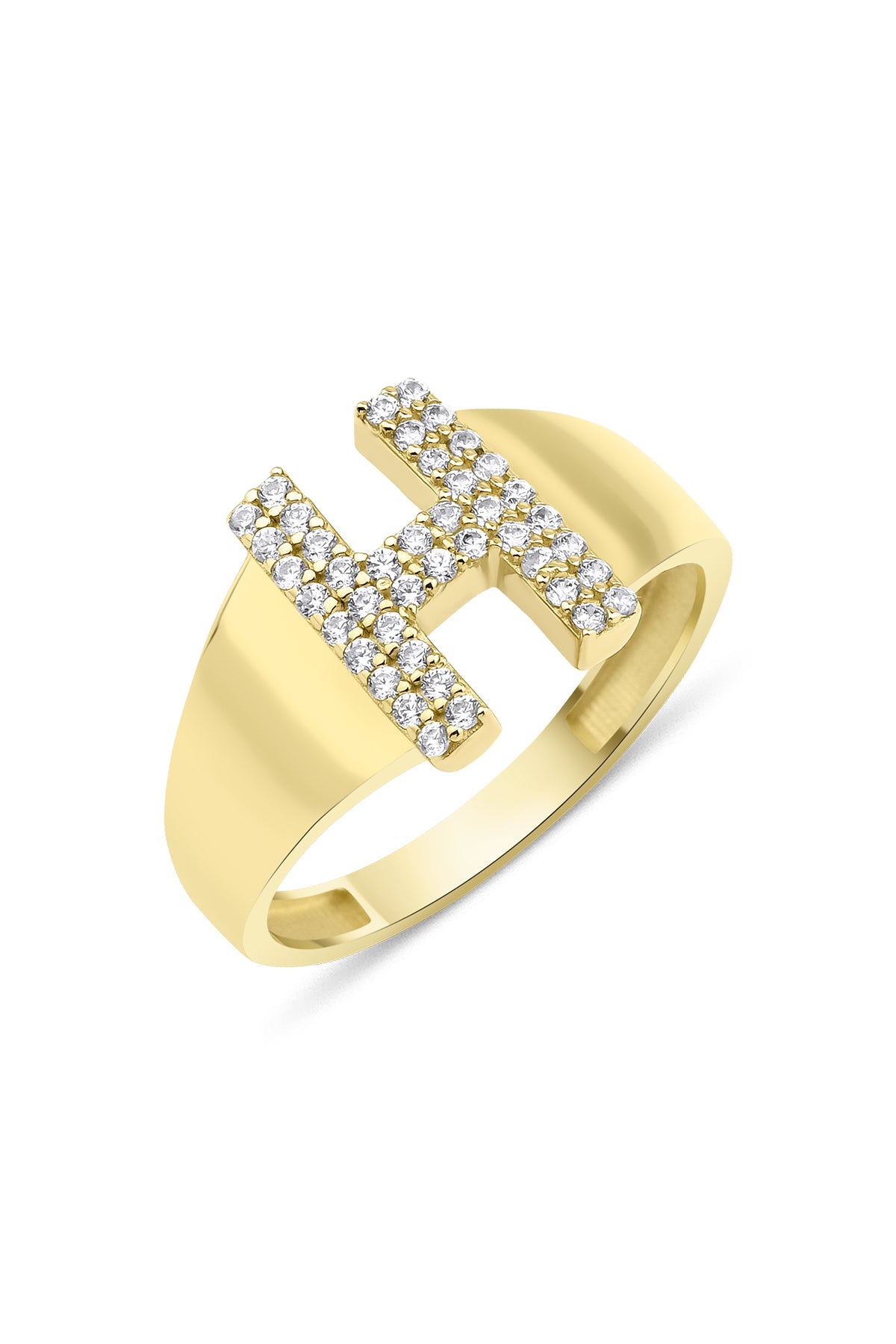 14K Gold Stone H Initial Ring
