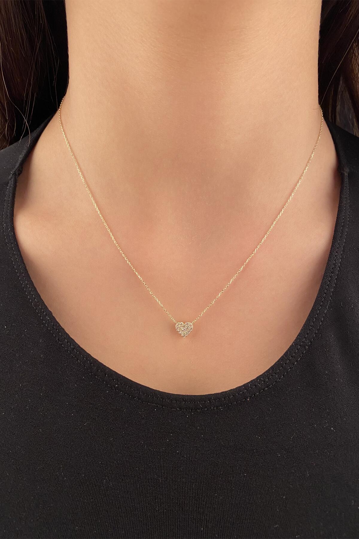 14K Gold Stone Heart Necklace  2