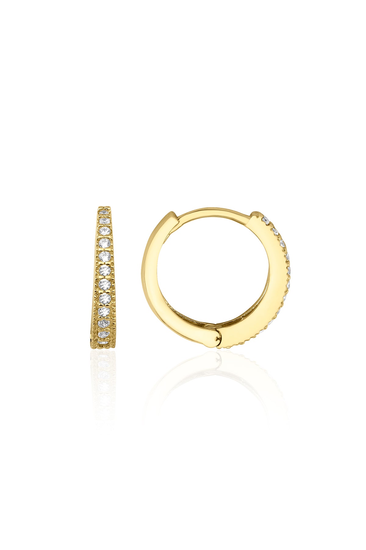 14K Gold Stone Hoop Earrings