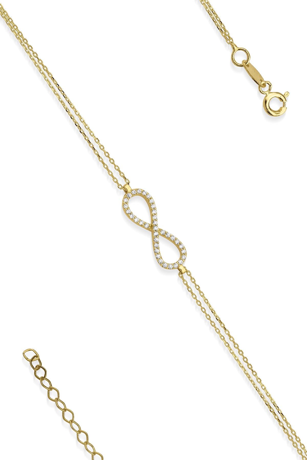 14K Gold Stone İnfinity Bracelet
