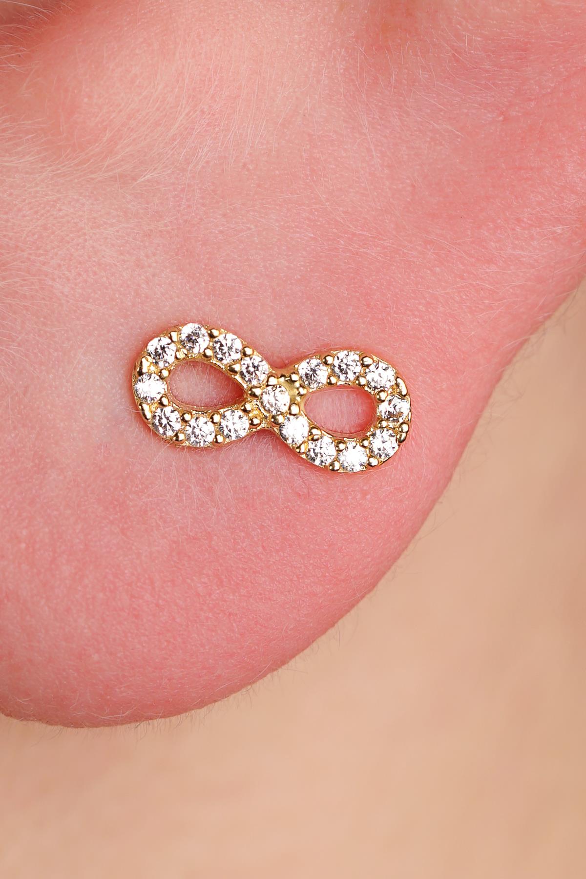 14K Gold Stone Infinity Men’s Earring
