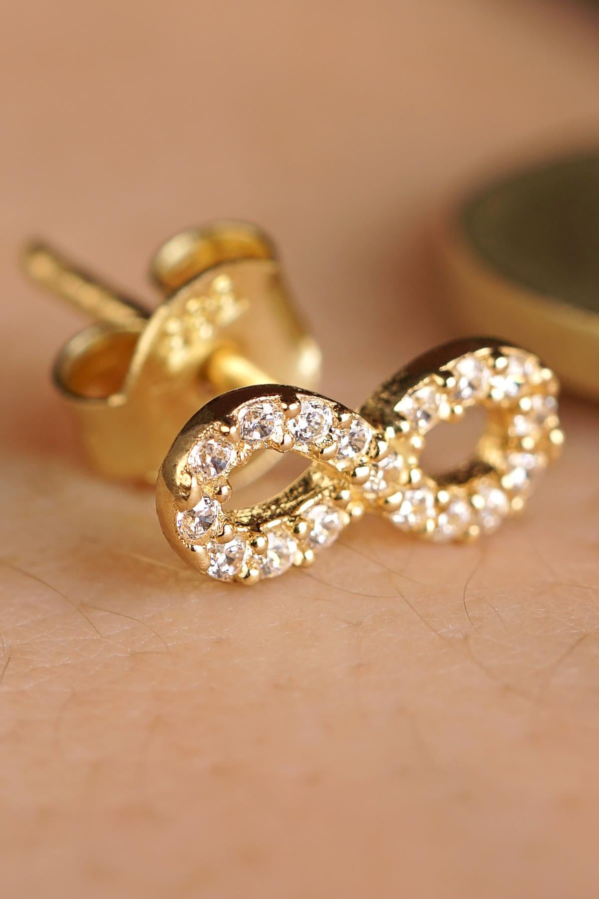 14K Gold Stone Infinity Men’s Earring