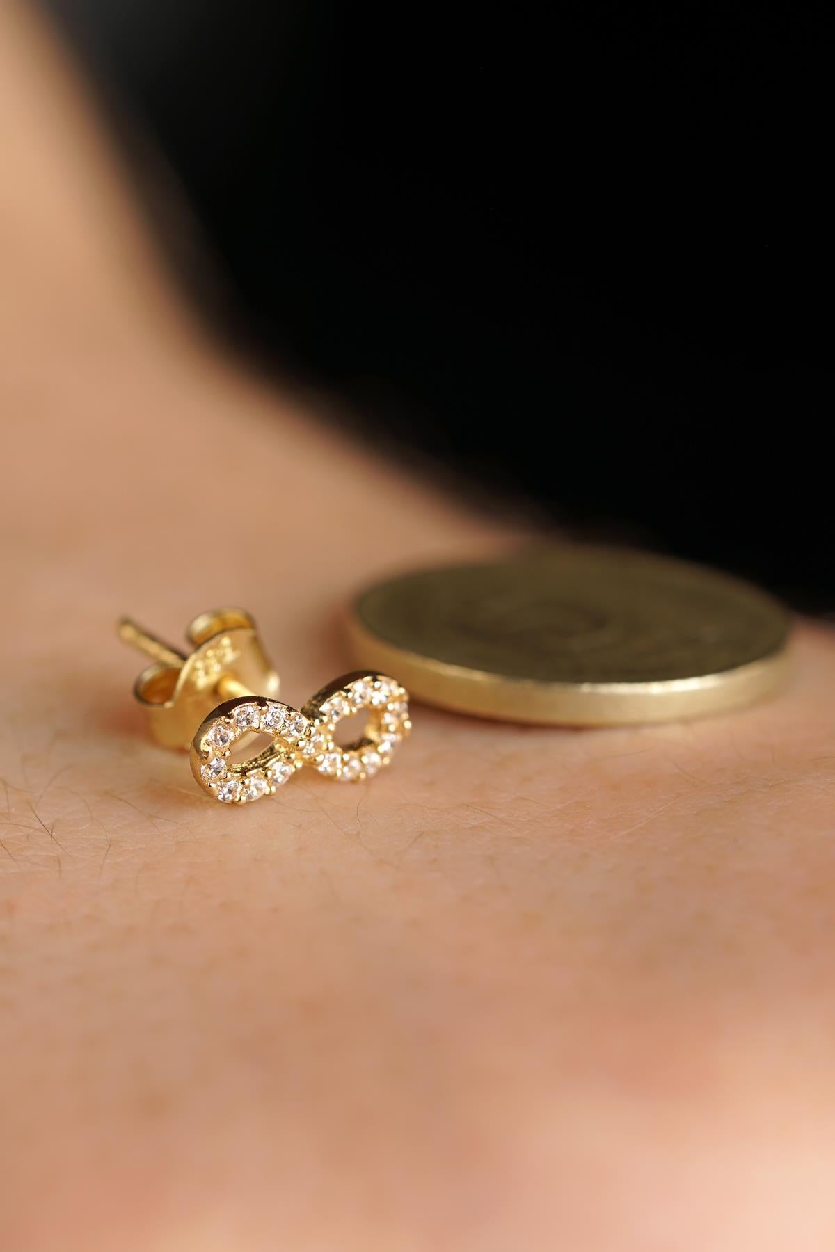 14K Gold Stone Infinity Men’s Earring