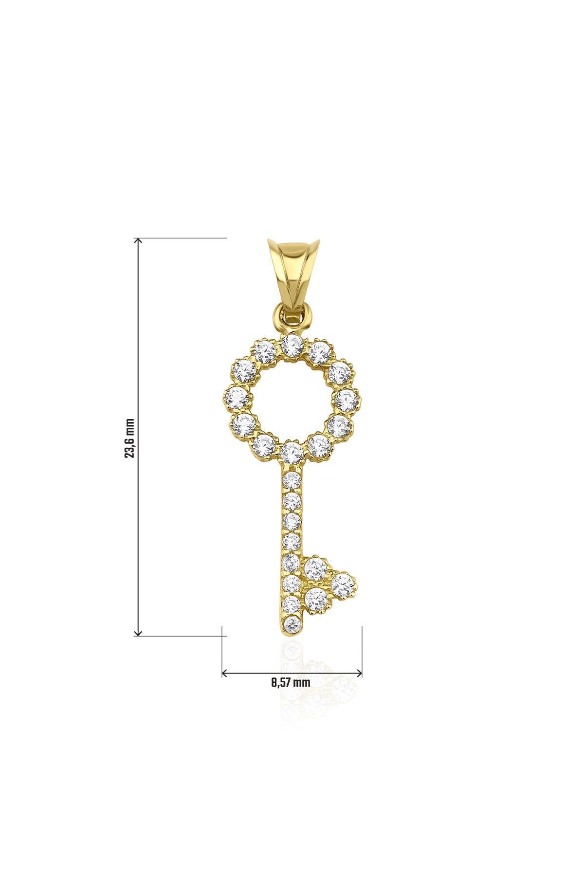 14K Gold Stone Key Charm