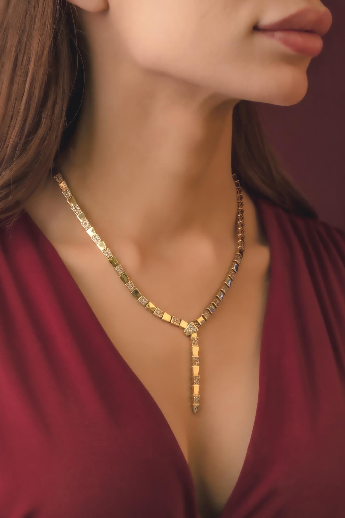 14K Gold Stone Lunox Chain