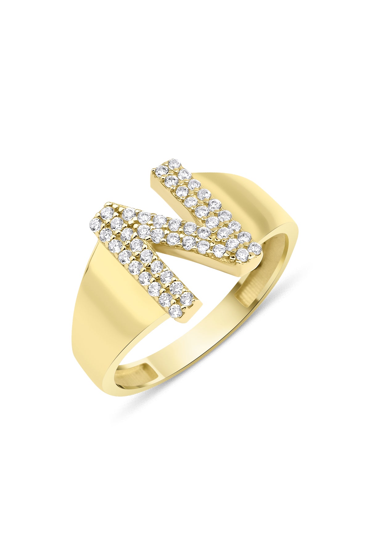 14K Gold Stone N Initial Ring