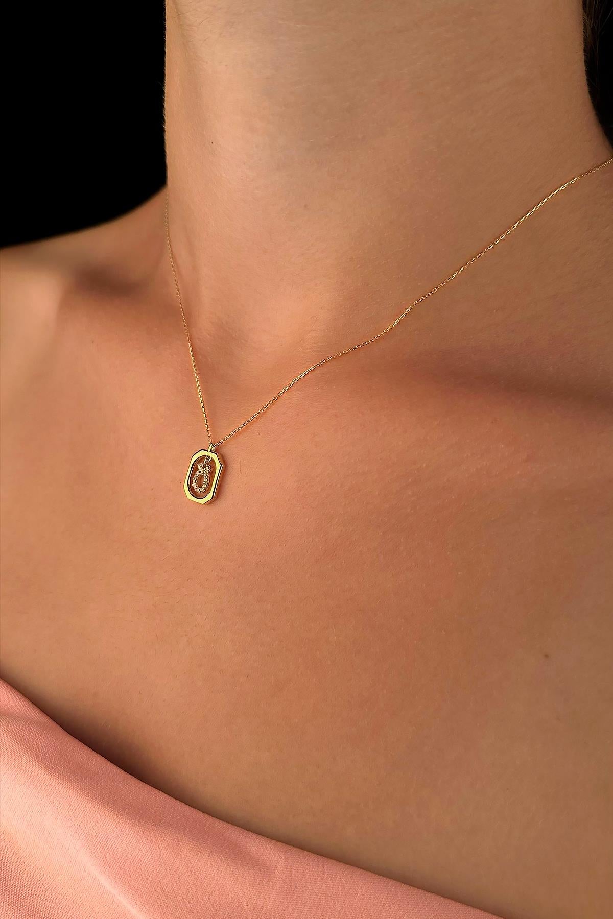 14K Gold Stone Ö Initial Necklace