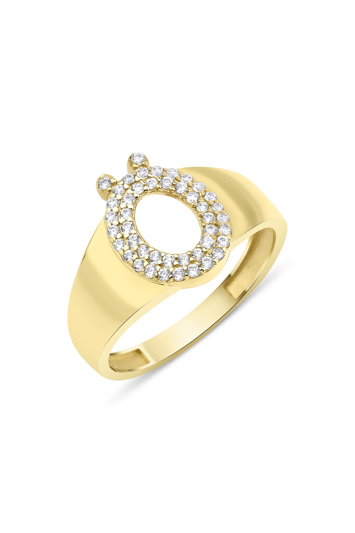14K Gold Stone Ö Initial Ring