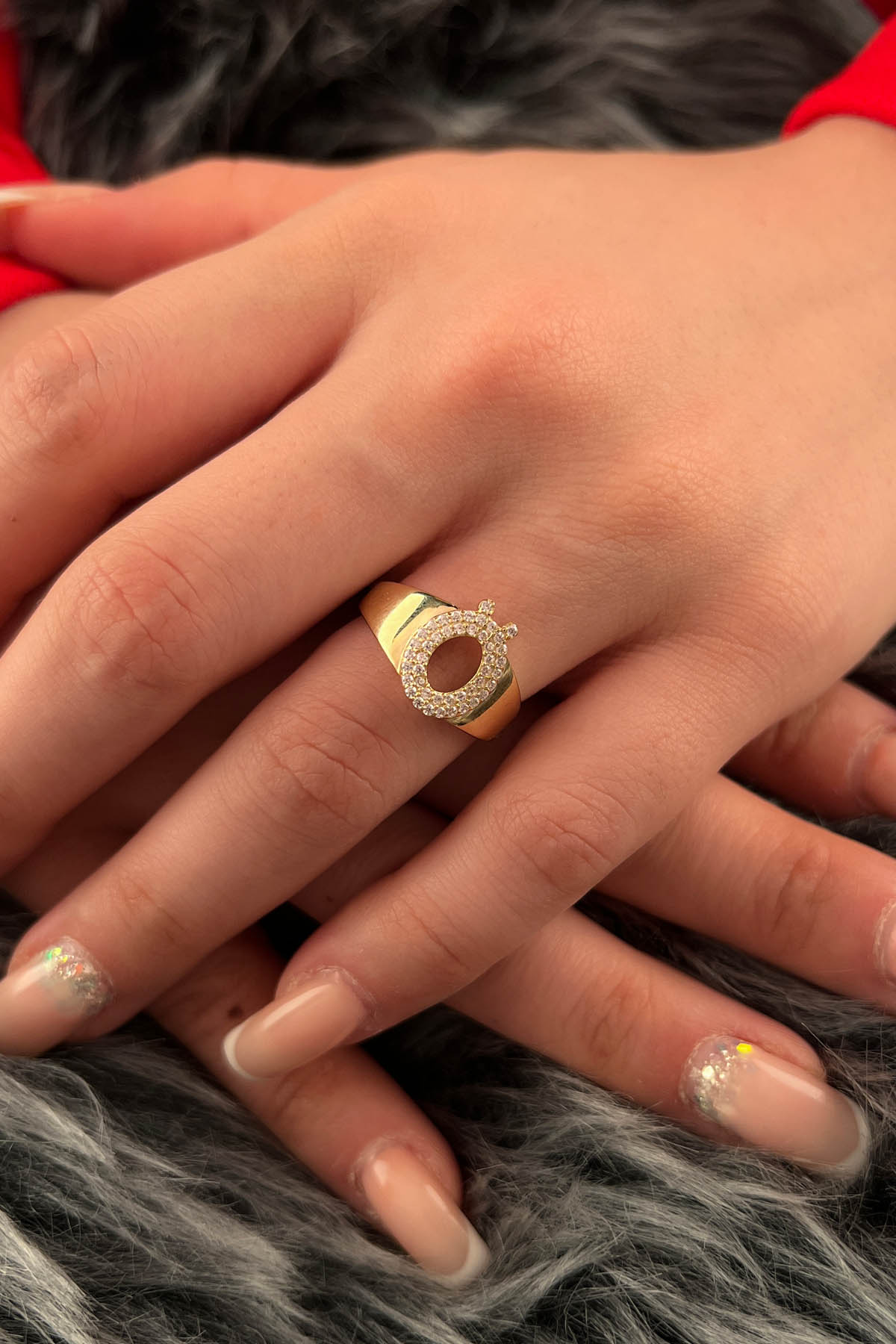 14K Gold Stone Ö Initial Ring