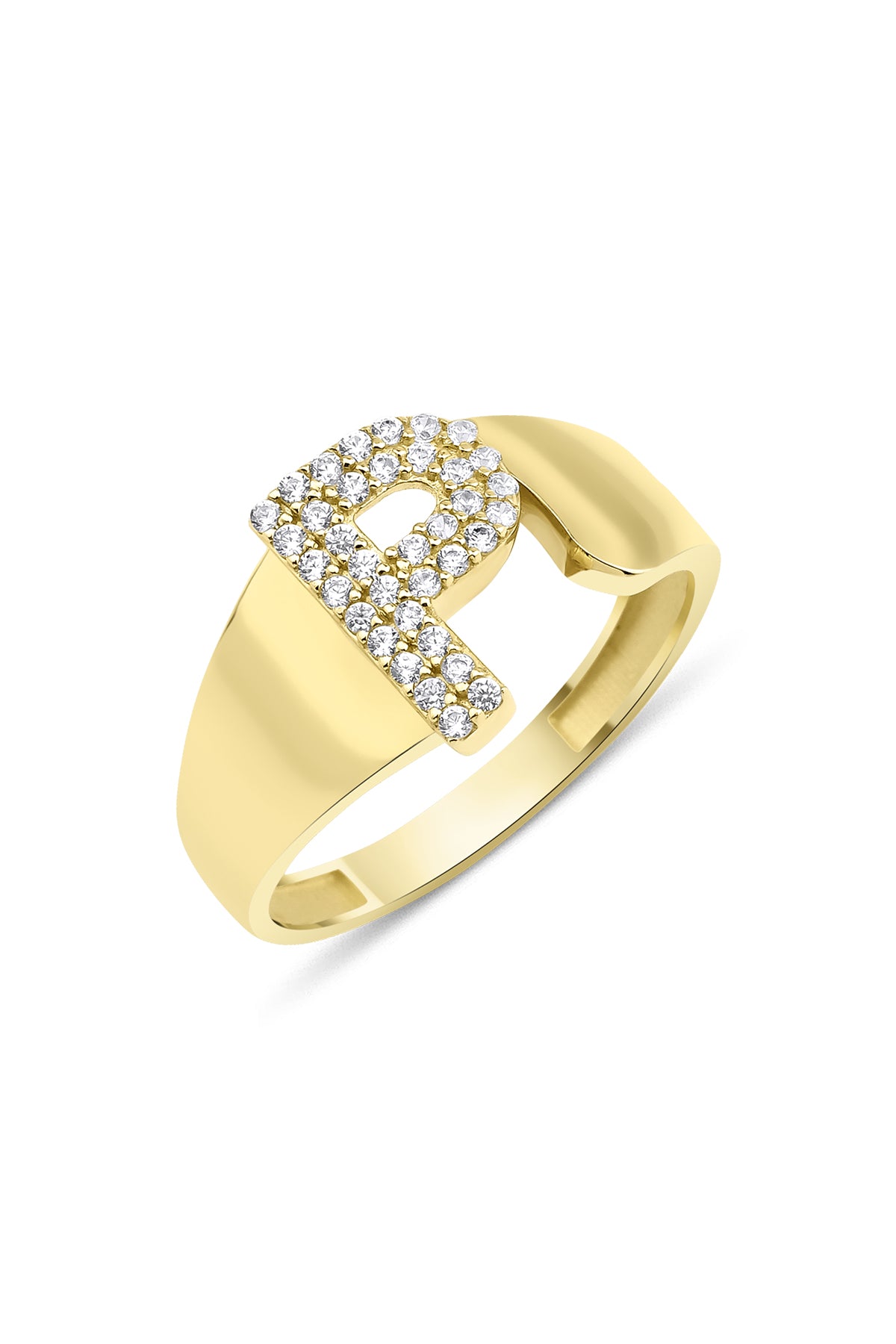 14K Gold Stone P Initial Ring