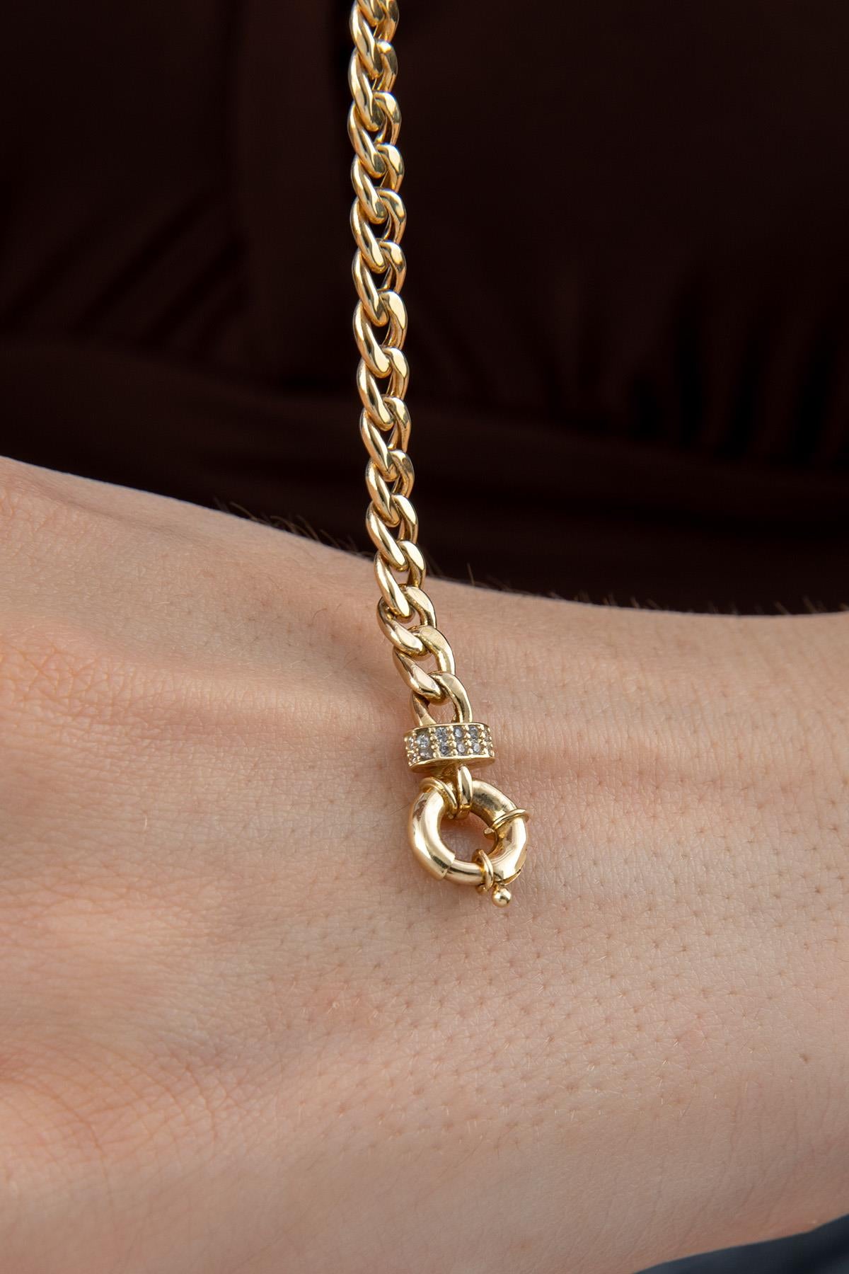 14K Gold Stone Personalized  G Initial Letter Bracelet