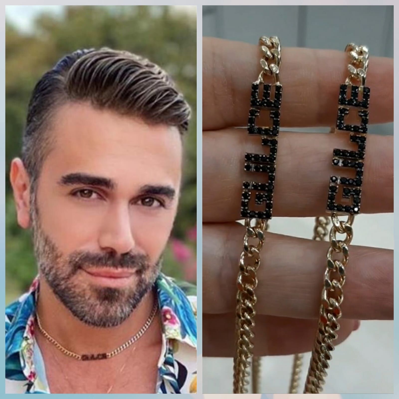 14K Gold Stone Personalized Name With Cuban Chain