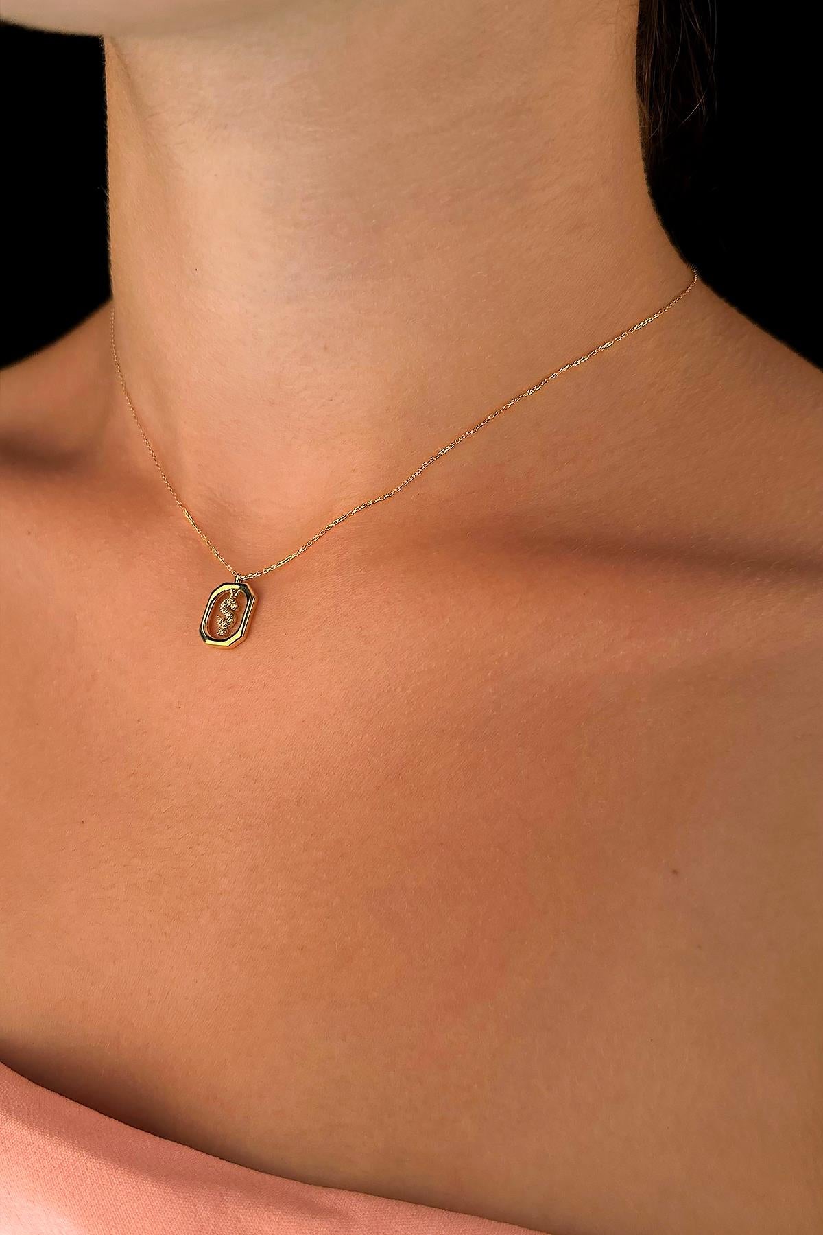 14K Gold Stone Ş Initial Necklace