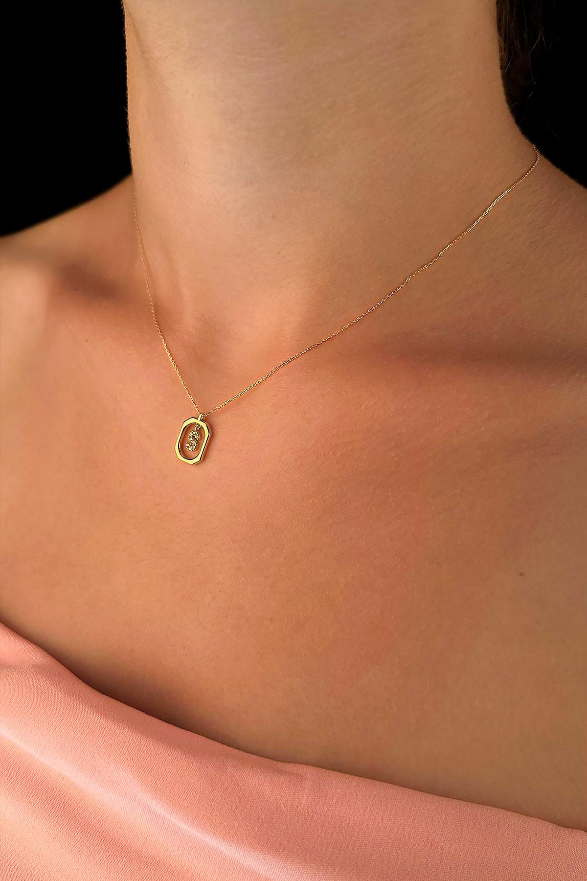 14K Gold Stone S Initial Necklace