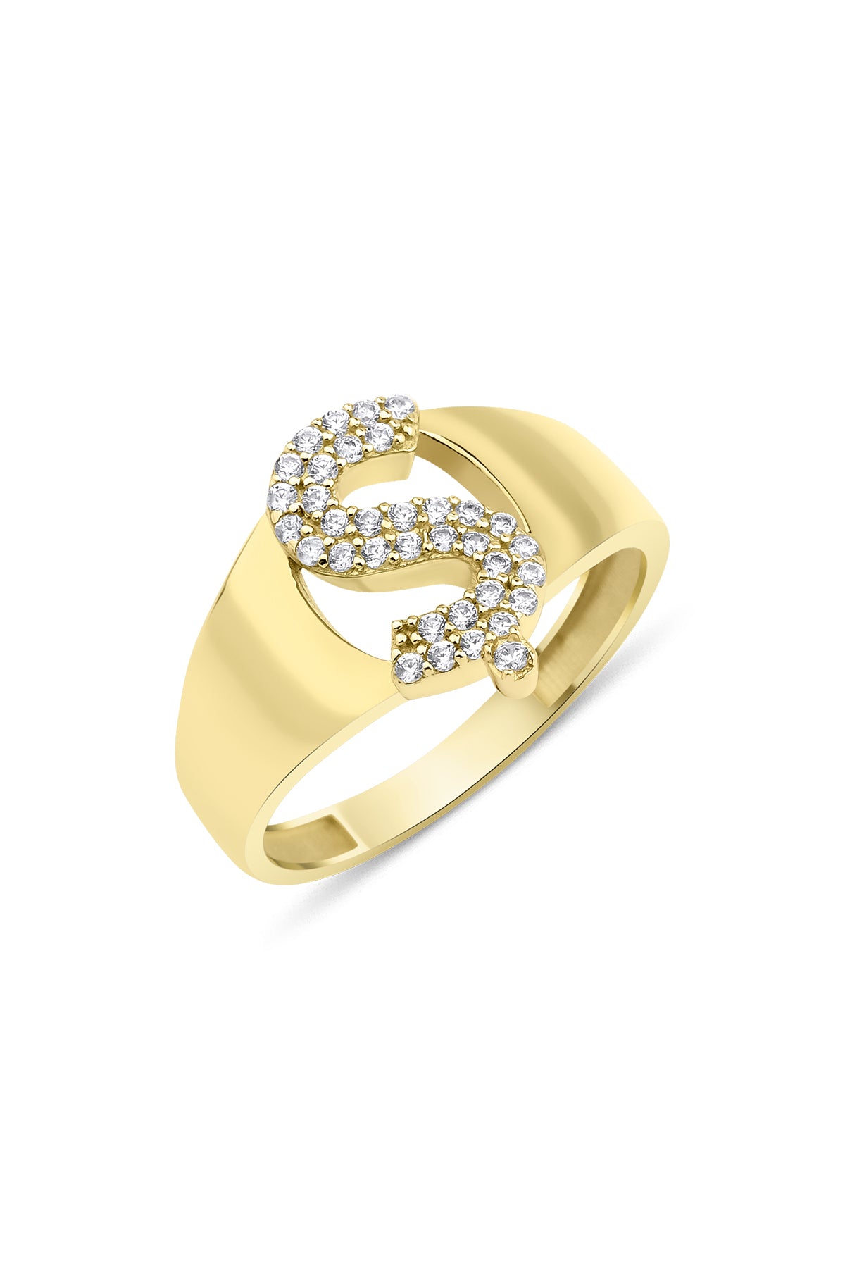 14K Gold Stone Ş Initial Ring