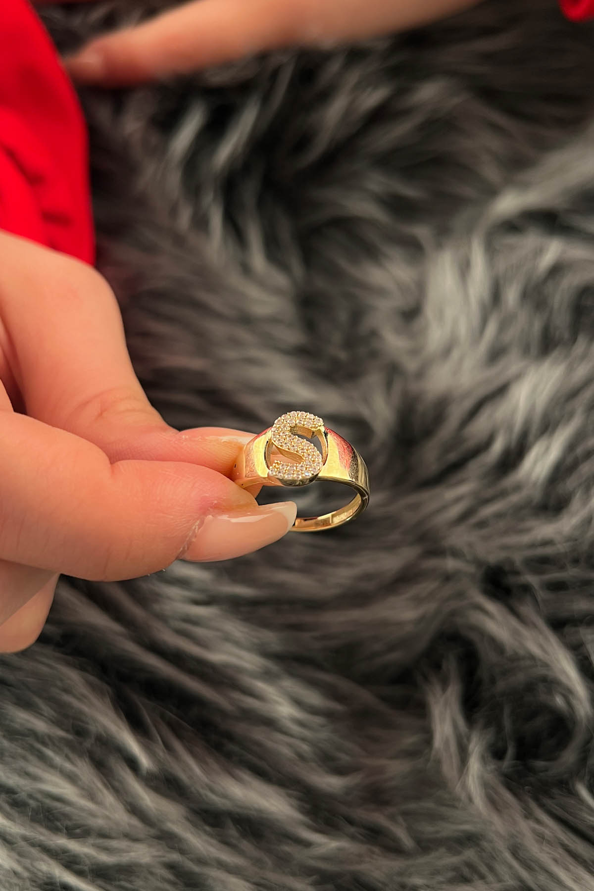 14K Gold Stone S Initial Ring