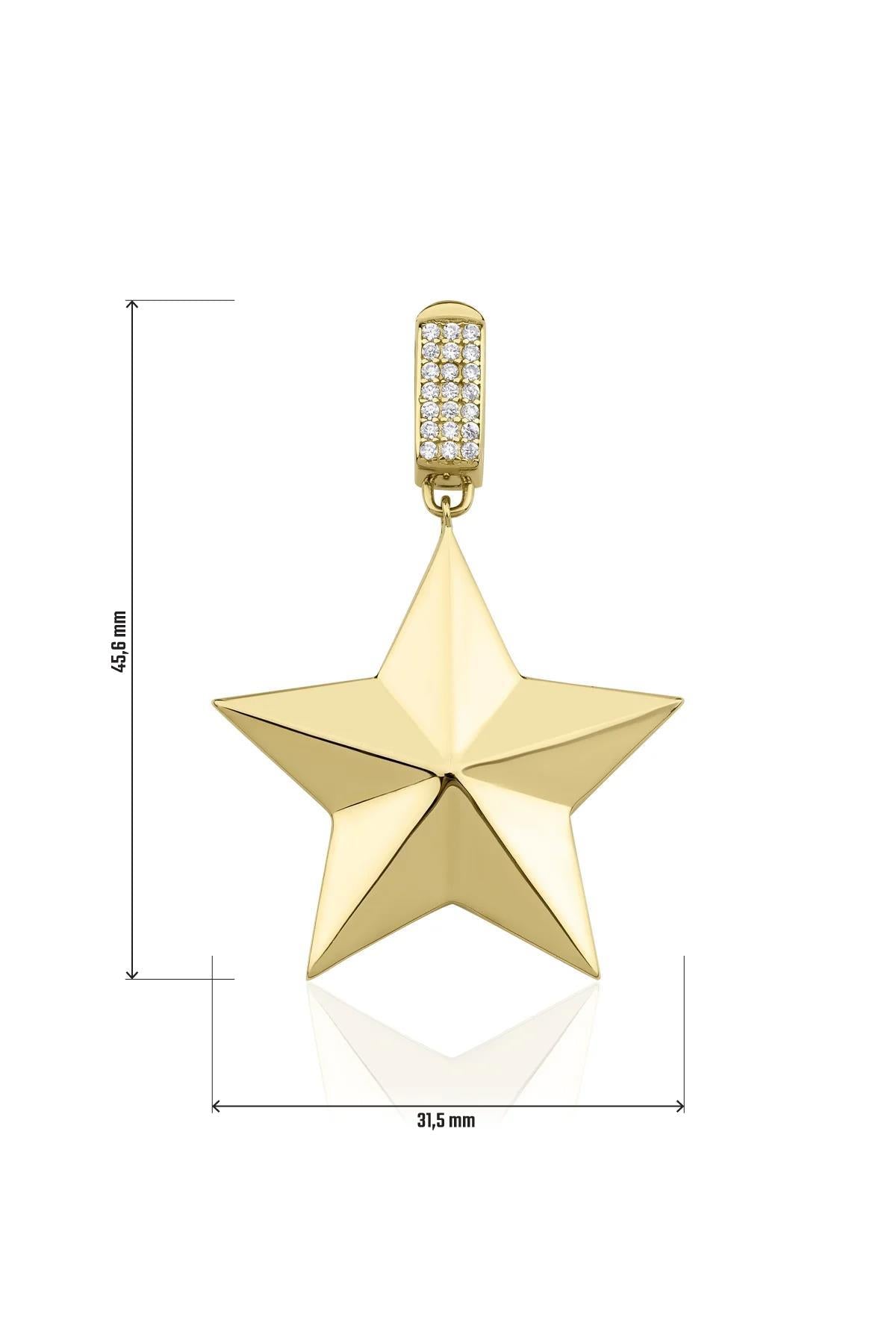 14K Gold Stone Star Charm