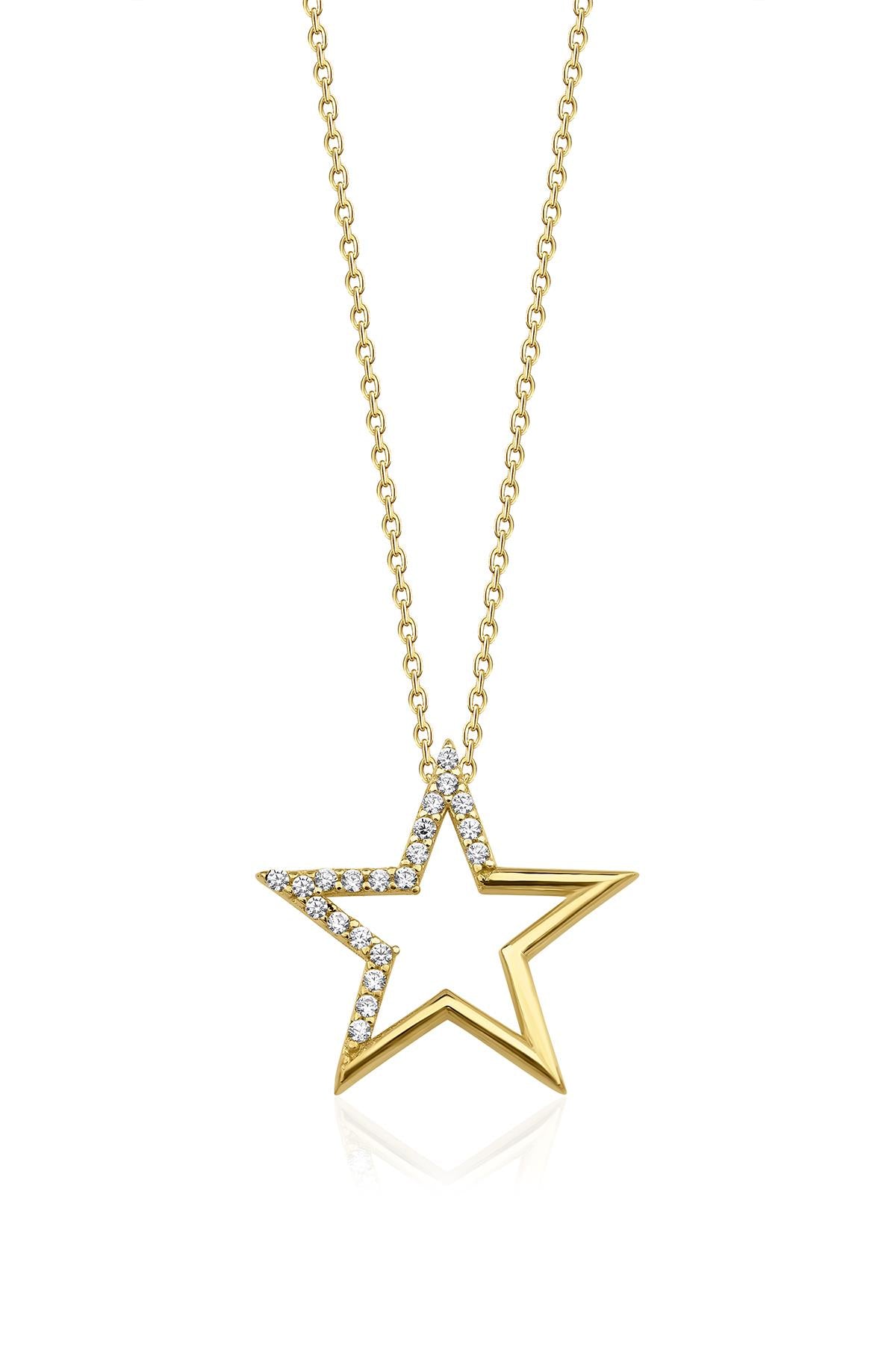 14K Gold Stone Star Necklace