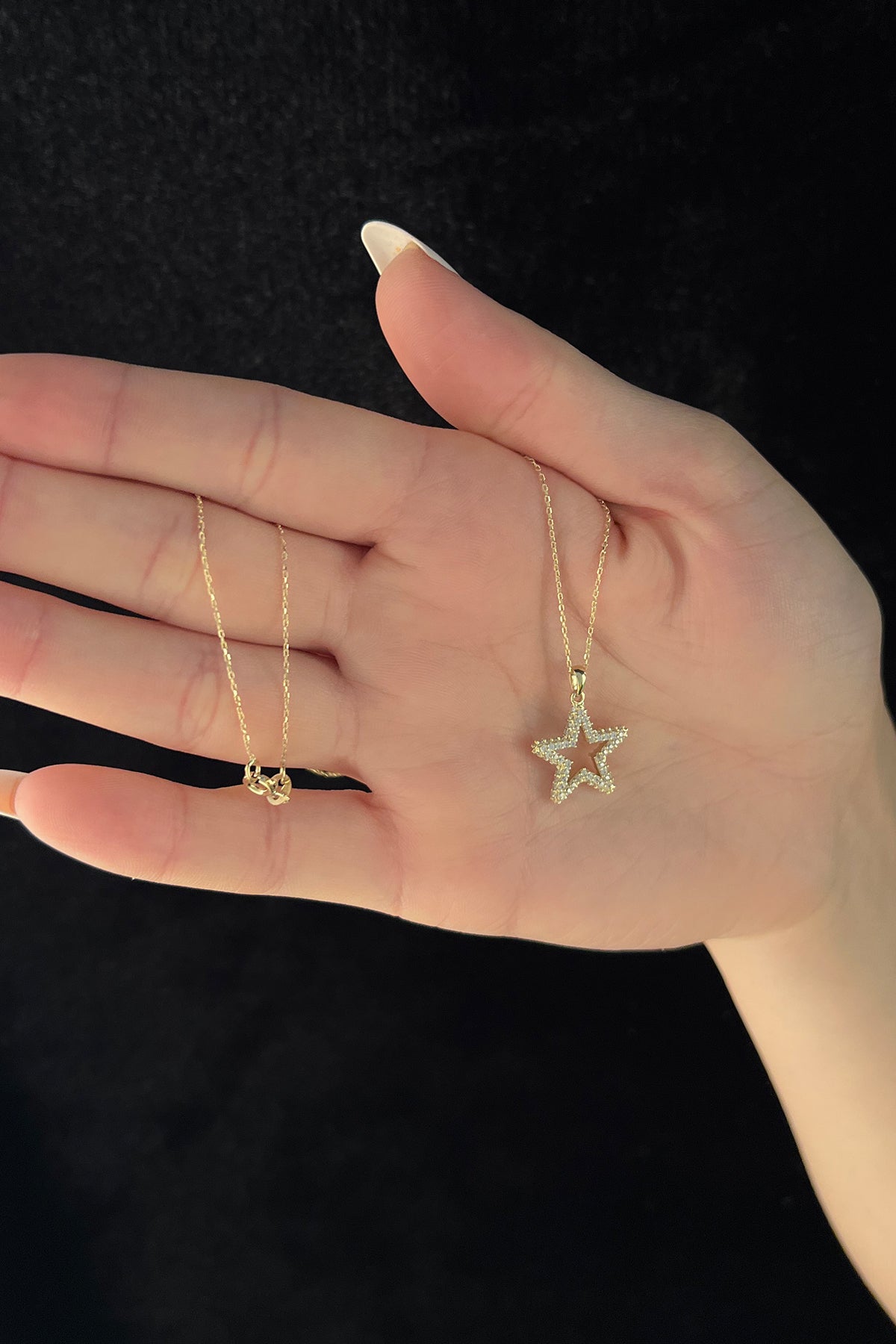 14K Gold Stone Star Necklace