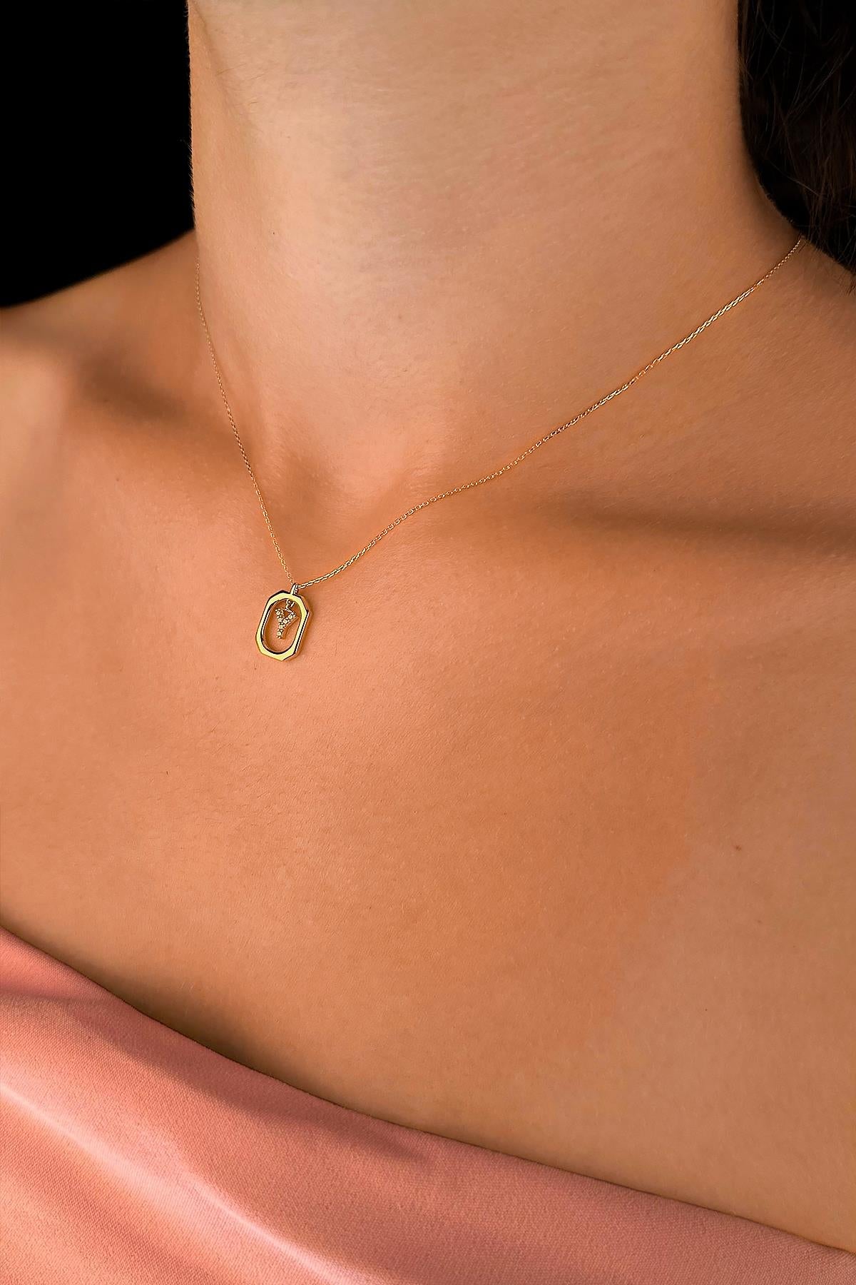 14K Gold Stone Y Initial Necklace