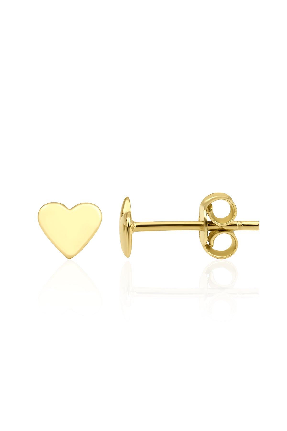 14K Gold Straight Heart Shape Stud Earrings