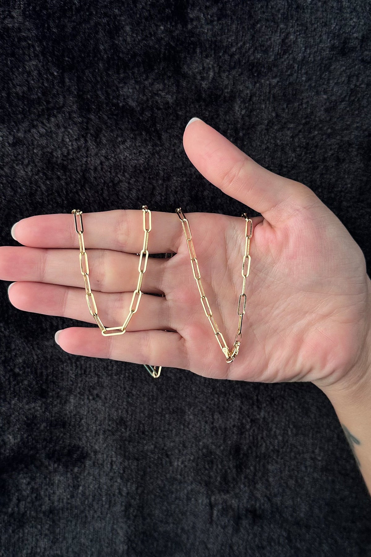 14K Gold Straight Paperclip Chain 0.122 inch