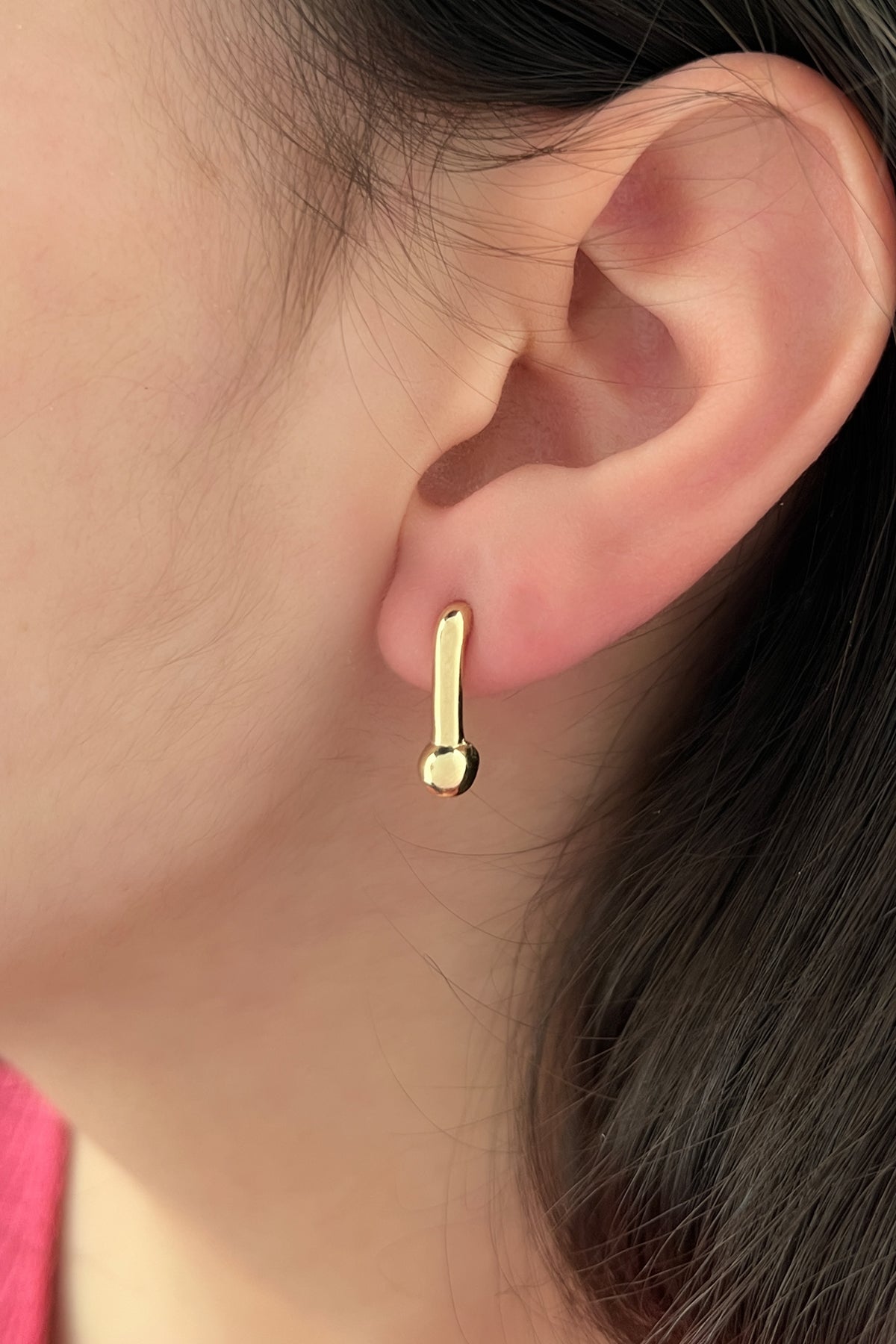 14K Gold Strip Ball Stud Earring