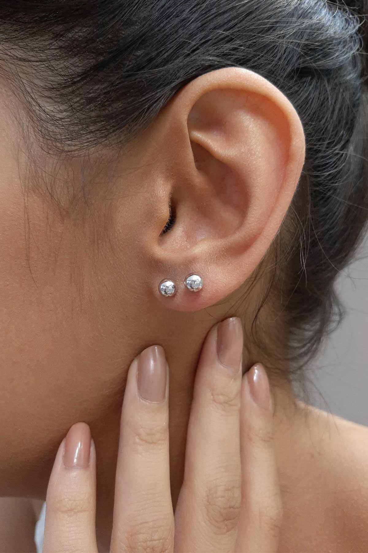 14K Gold Stud Ball Earrings 0.173 inch