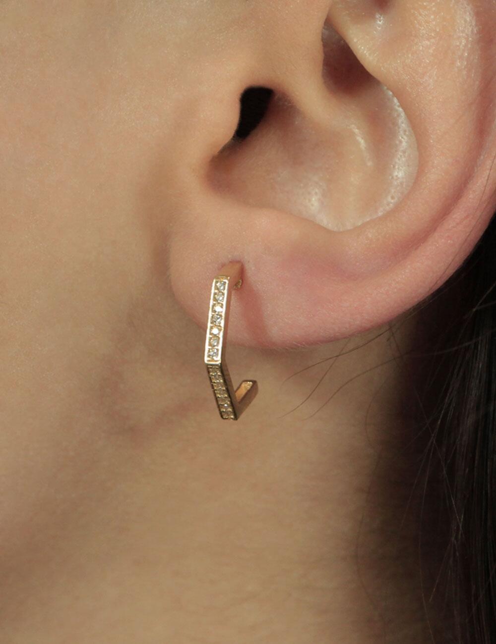 14K Gold Stud Fine Pentagon Earrings