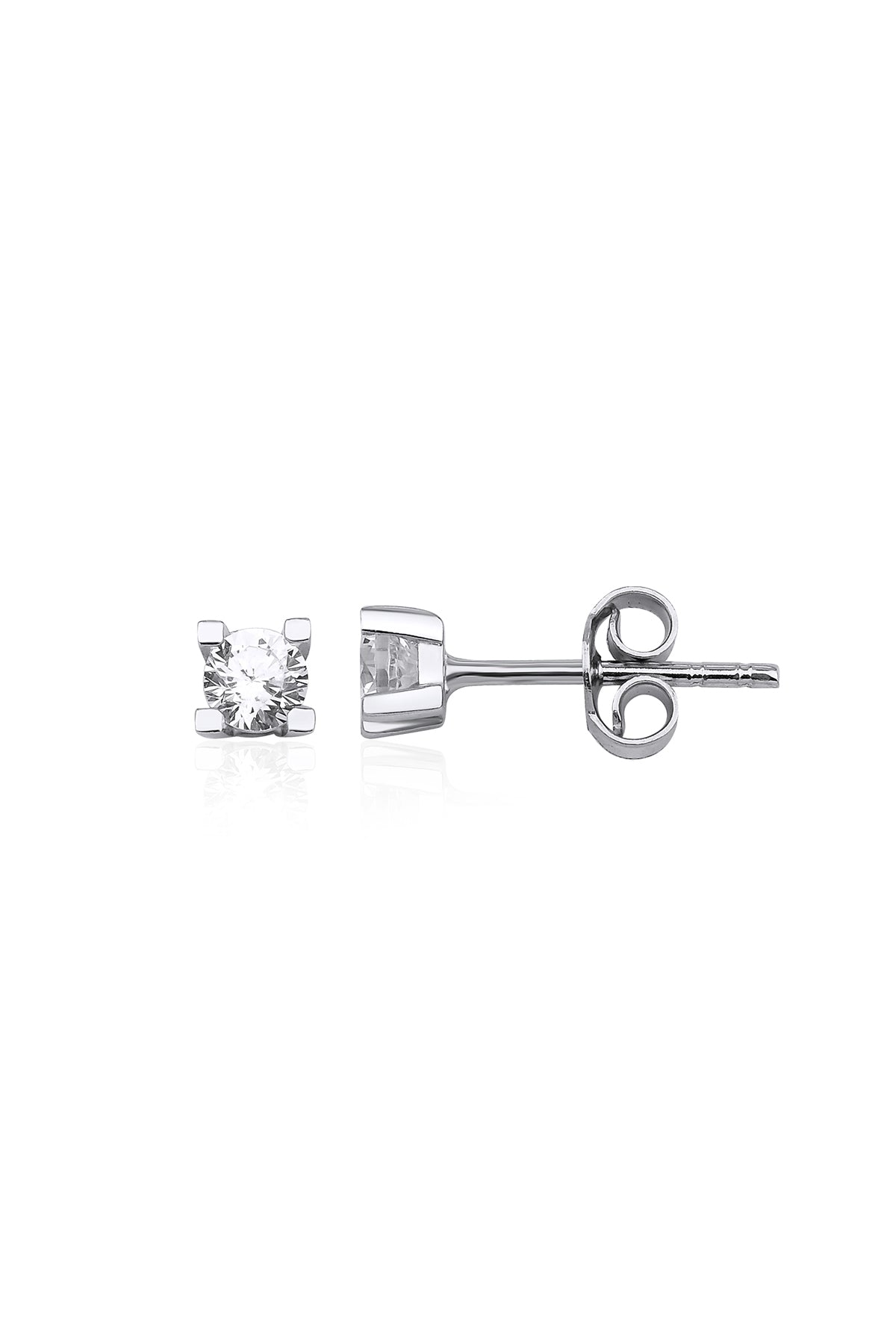 14K Gold Stud Solitaire Earrings