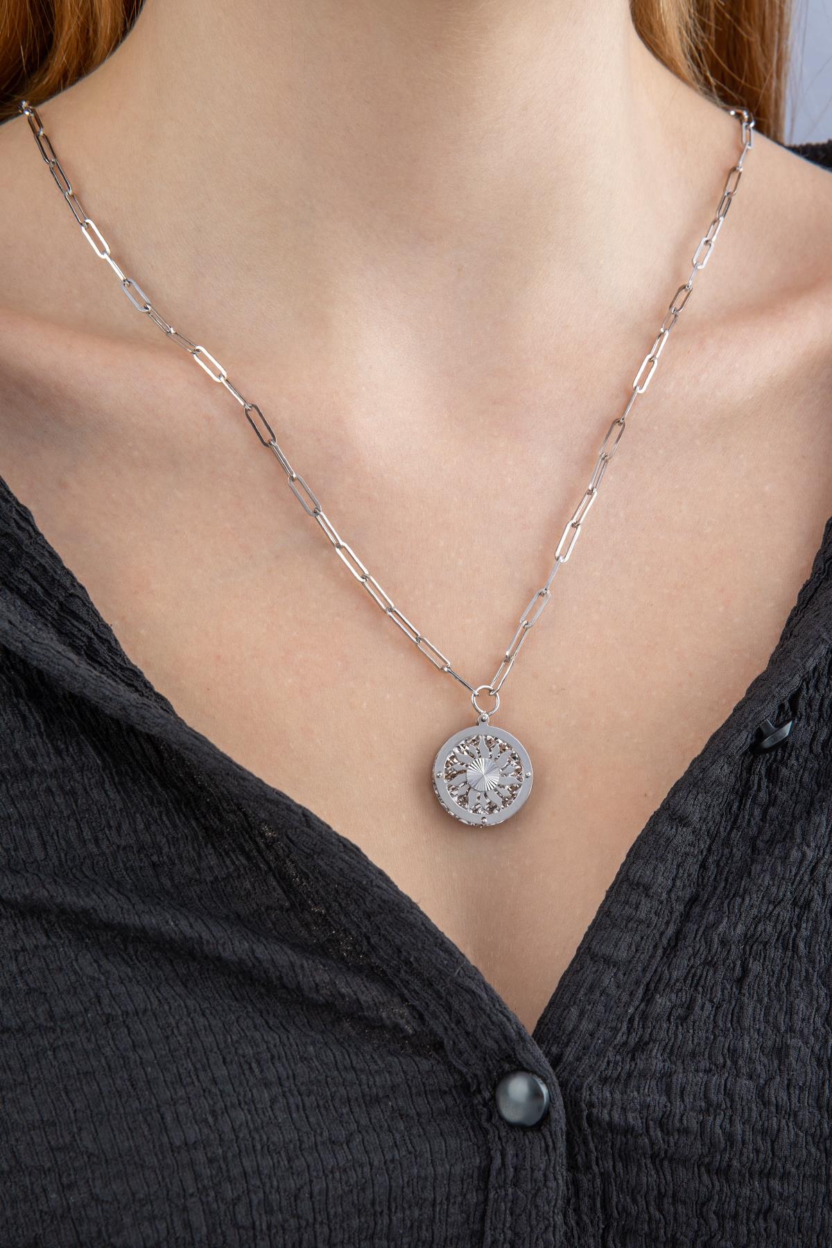 14K Gold Sun Paperclip Chain Necklace