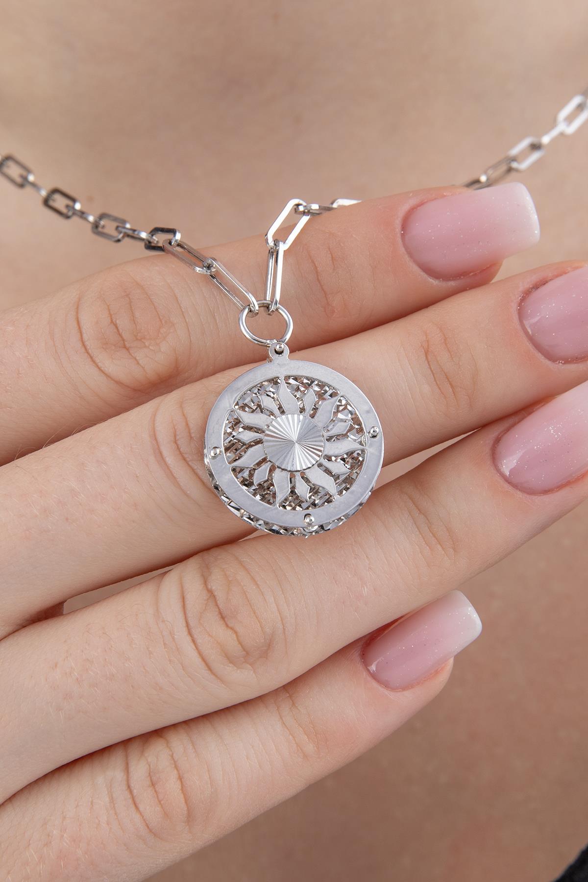 14K Gold Sun Paperclip Chain Necklace