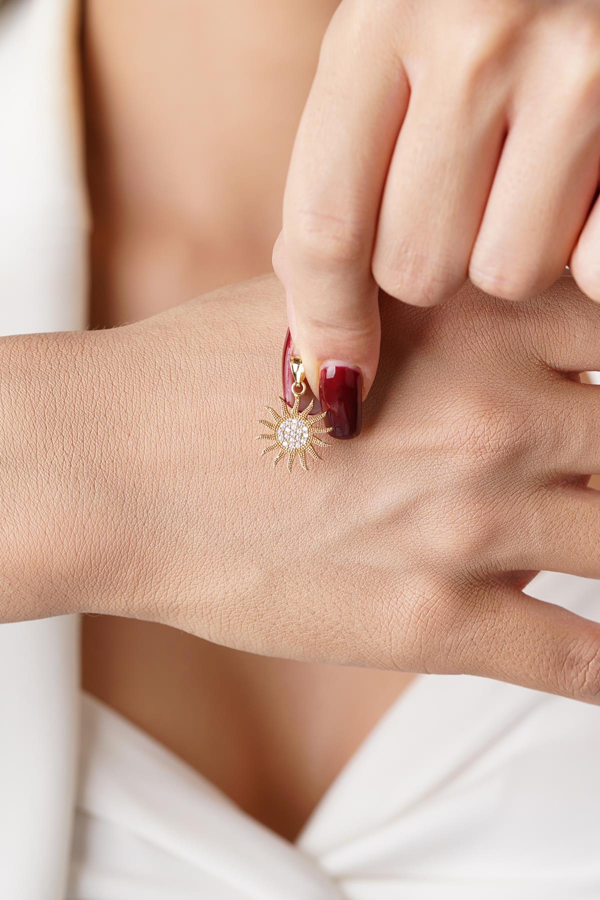 14K Gold Sun Pendant