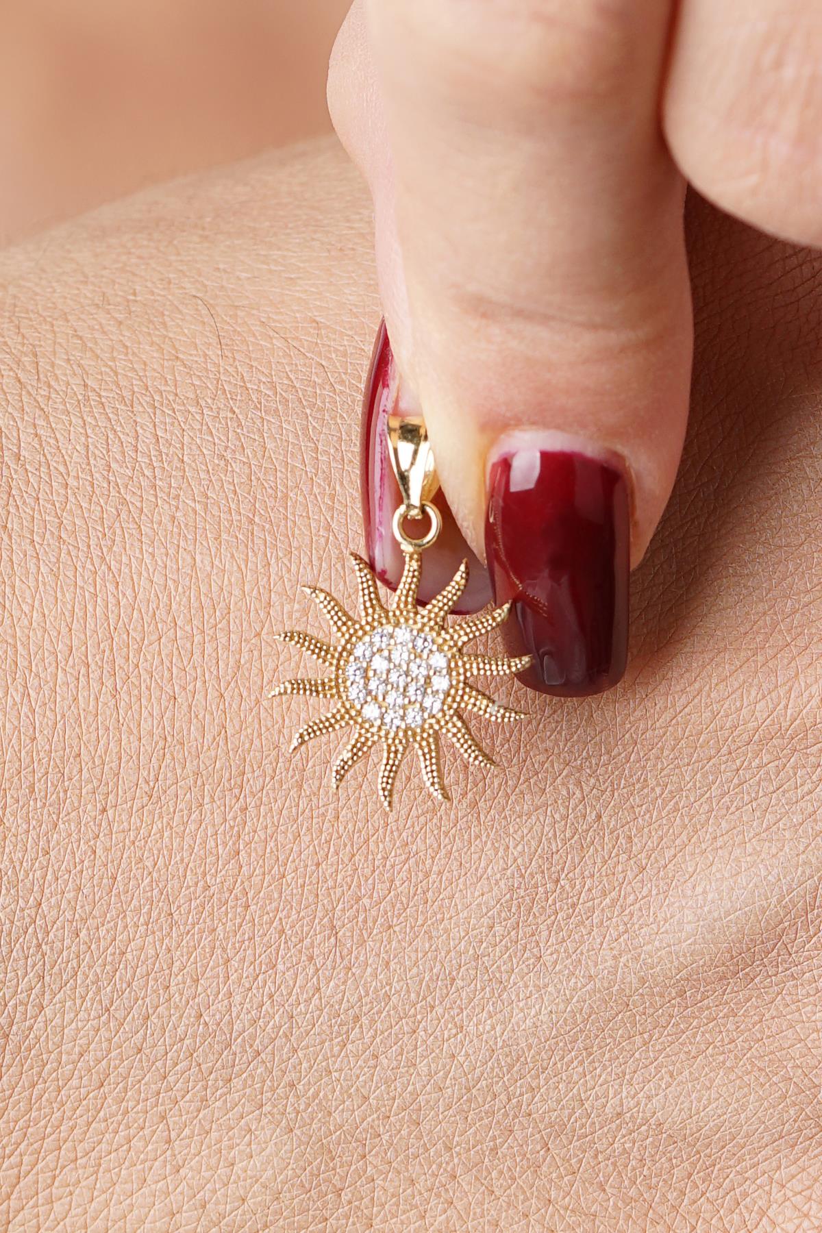 14K Gold Sun Pendant
