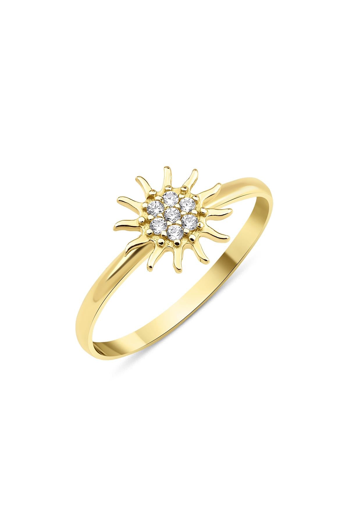 14K Gold Sun Shaped Ring