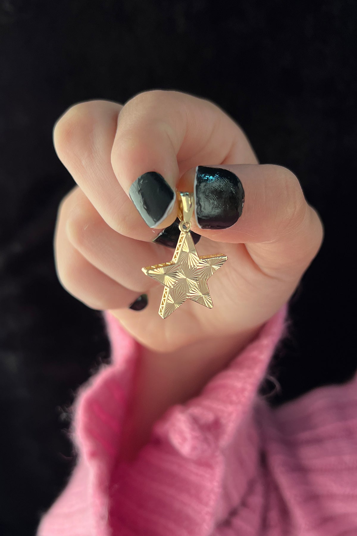 14K Gold Sunburst Star Charm