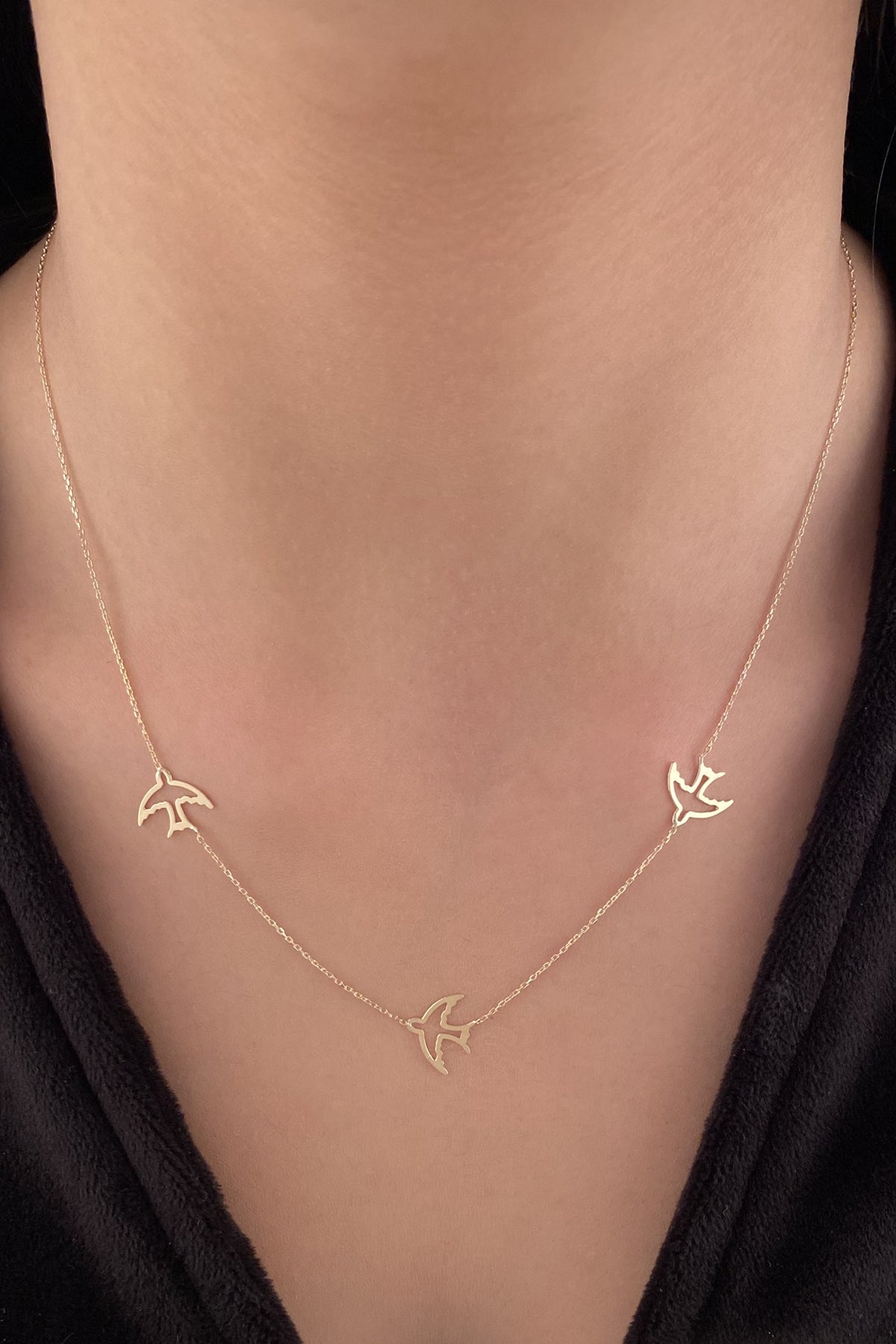 14K Gold Swallow Necklace