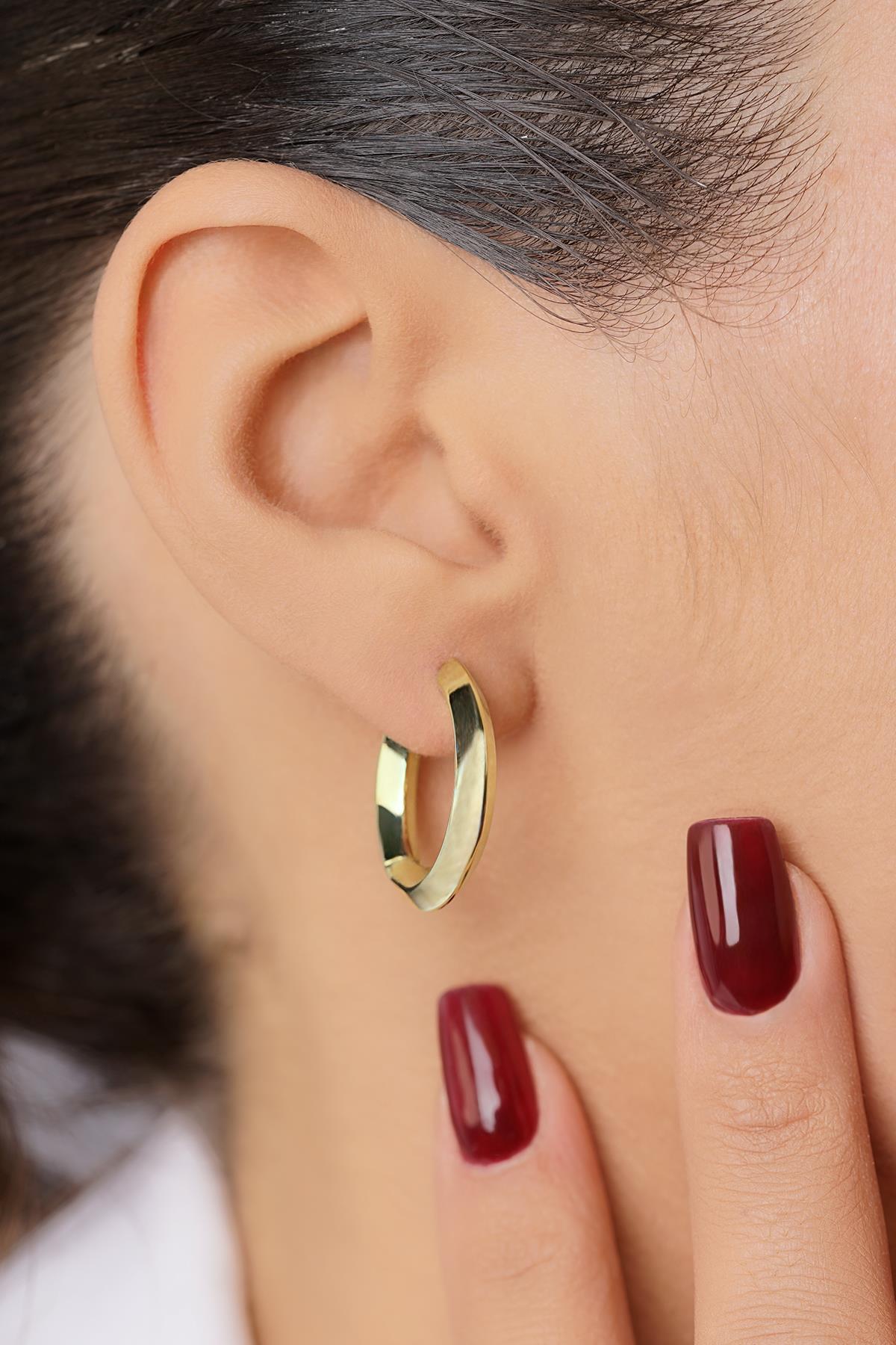 14K Gold Symmetrical Cut Hoop Earrings