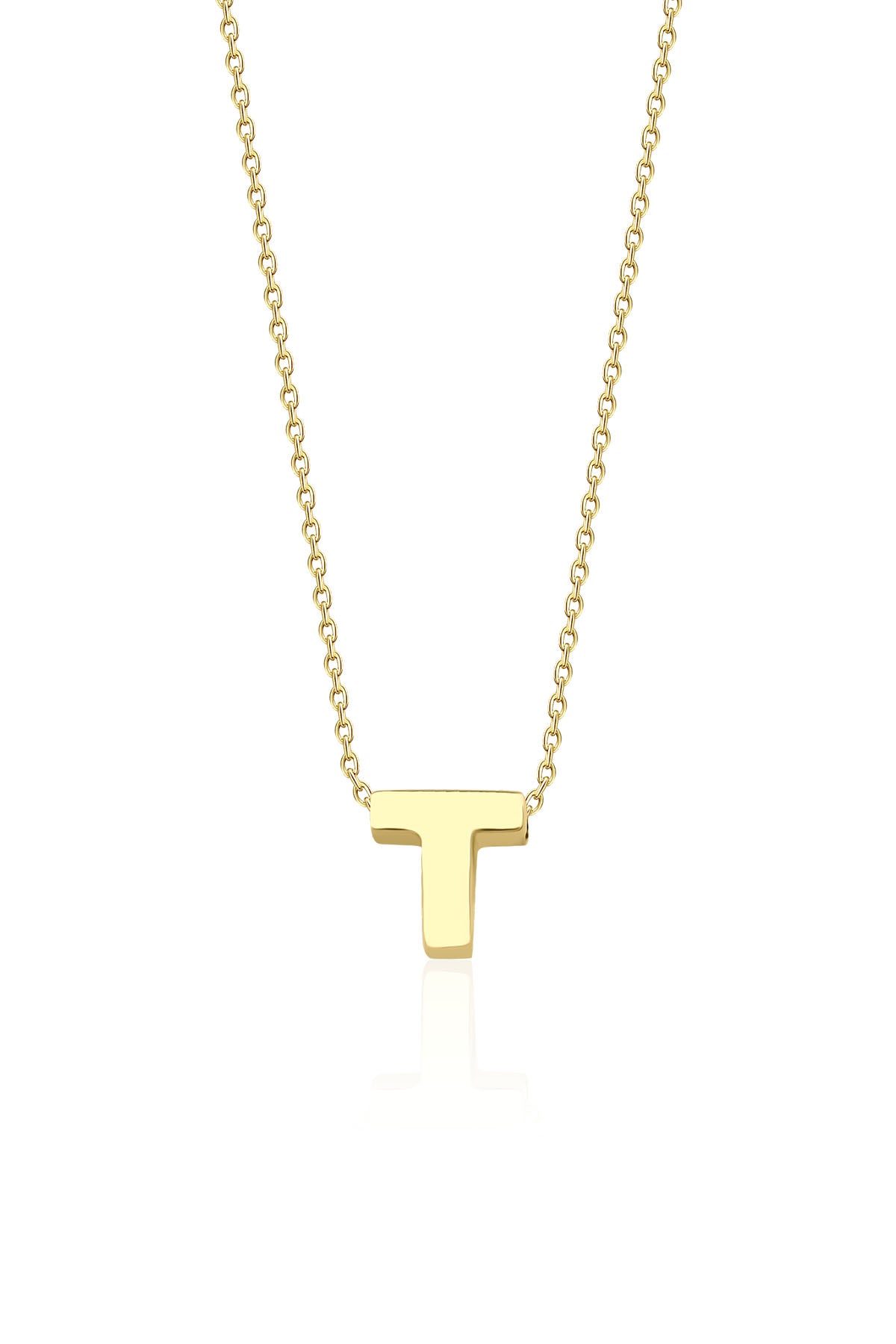 14K Gold T Initial Necklace