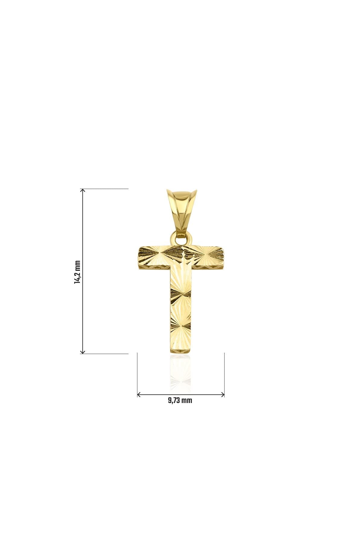 14K Gold T Letter Mini Shine Pendant