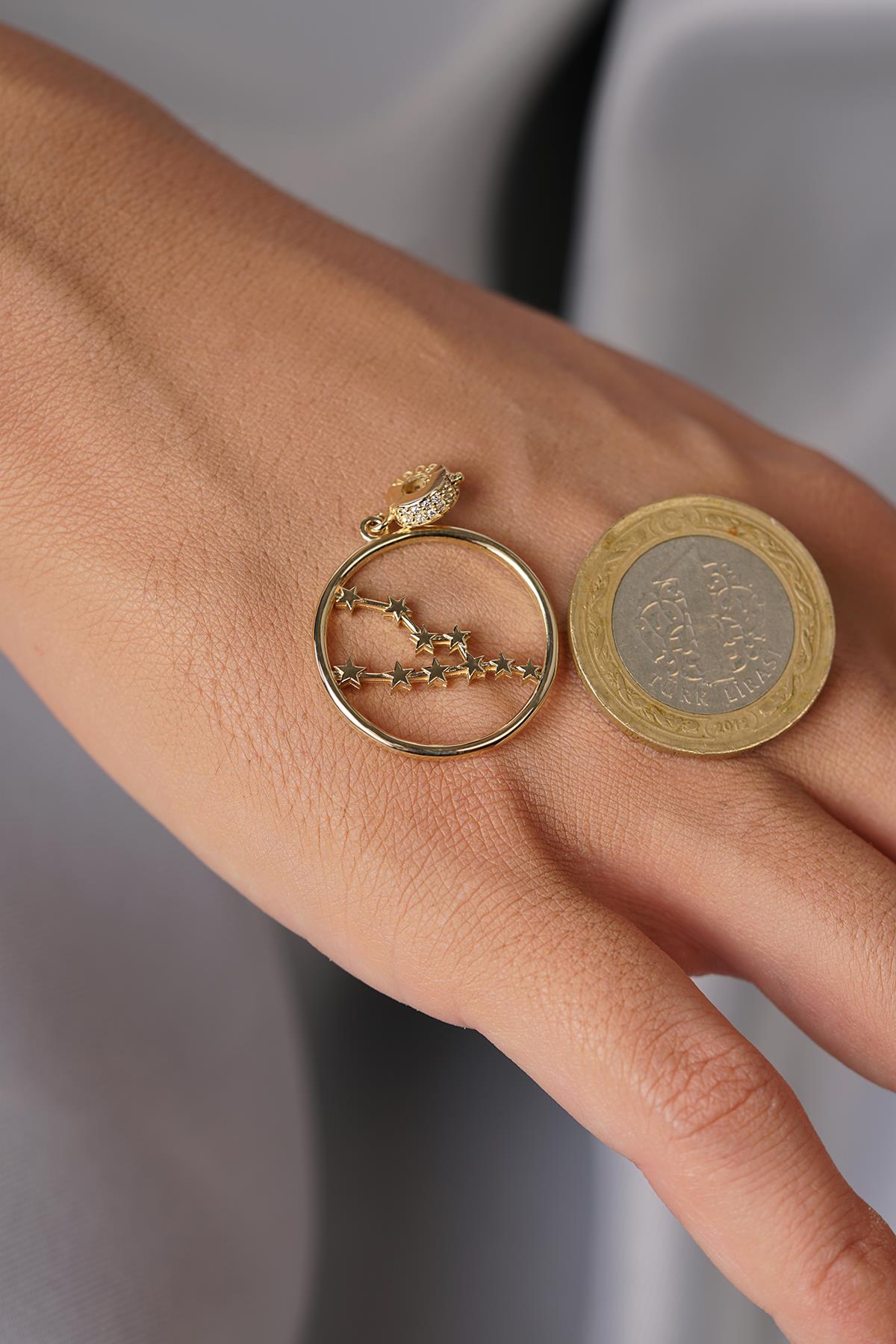 14K Gold Taurus Zodiac Constellation Pendant