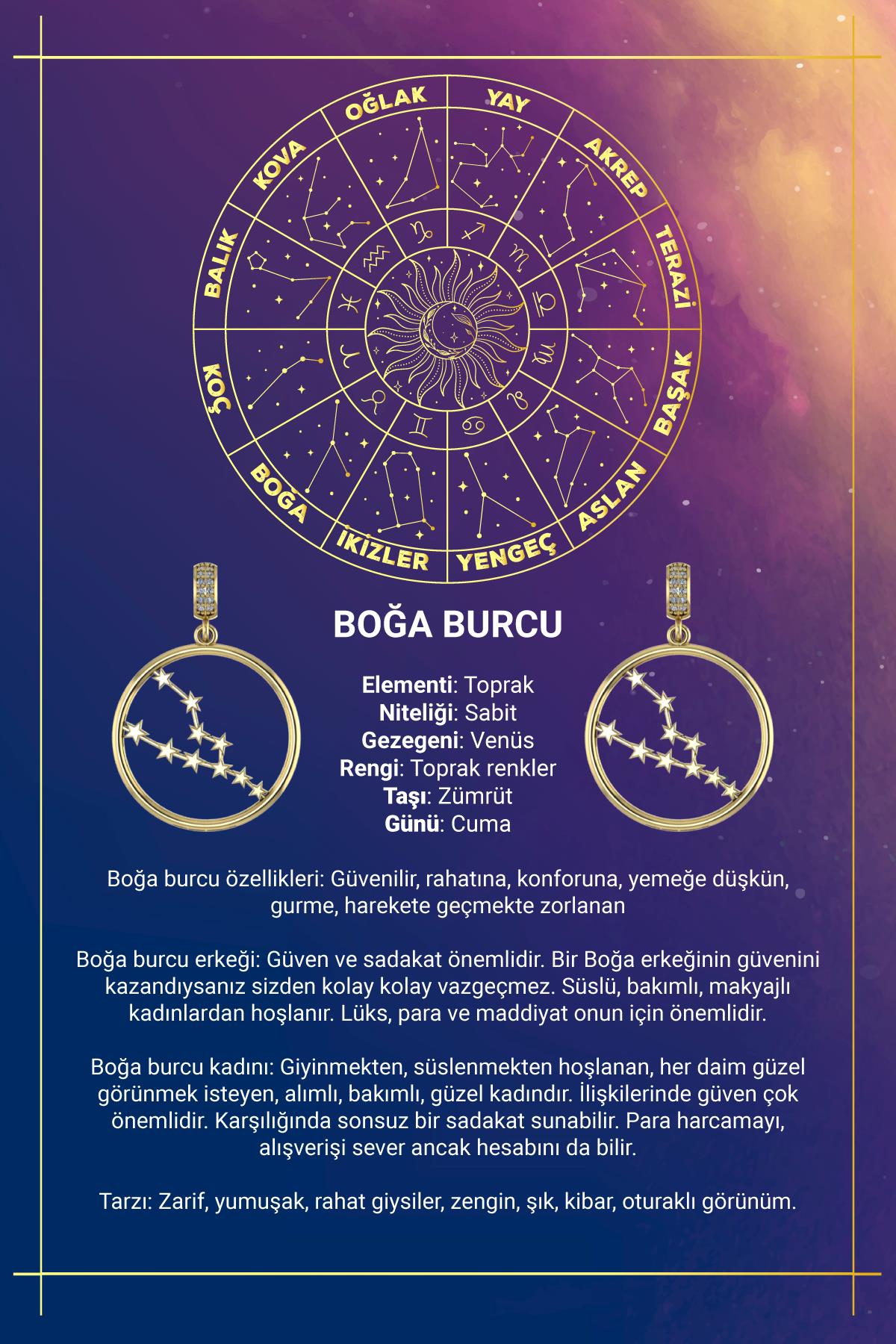 14K Gold Taurus Zodiac Constellation Pendant