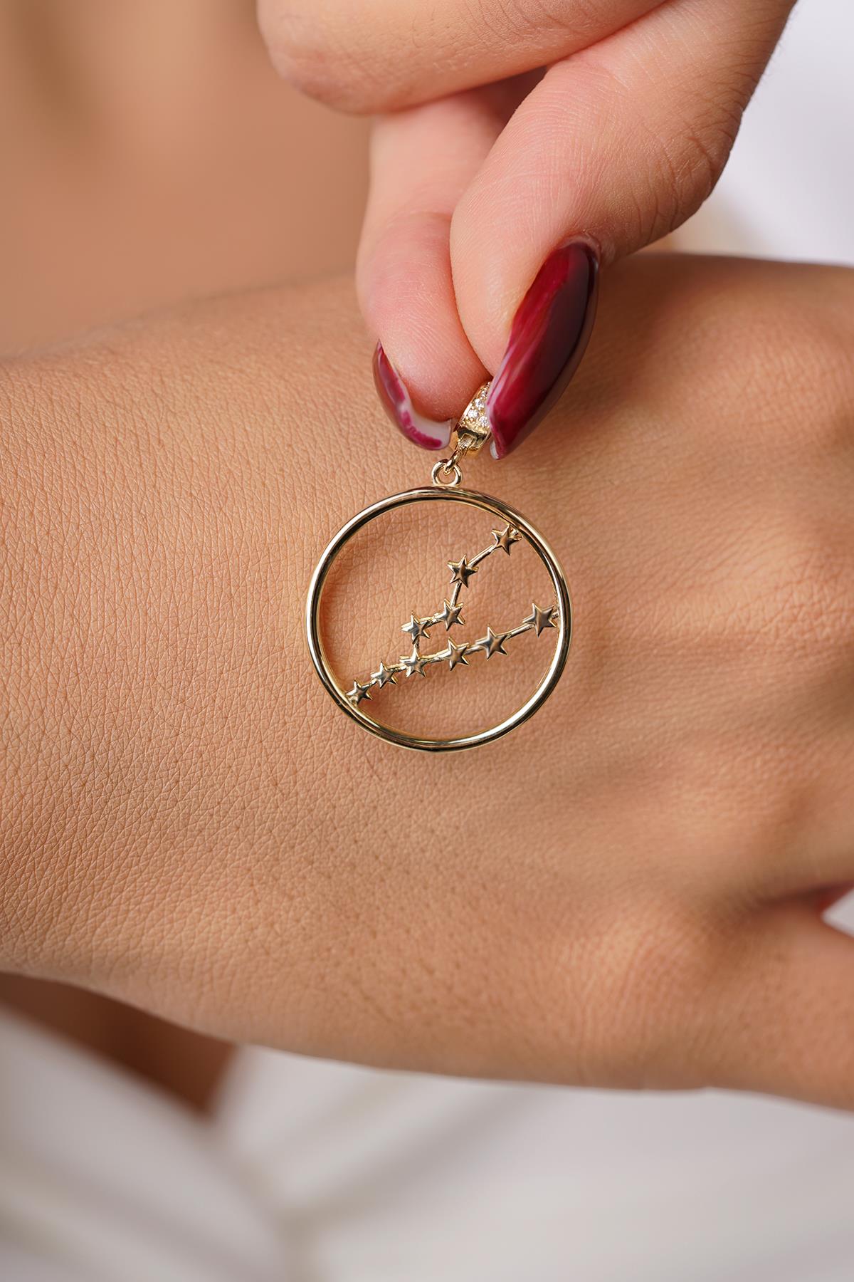 14K Gold Taurus Zodiac Constellation Pendant