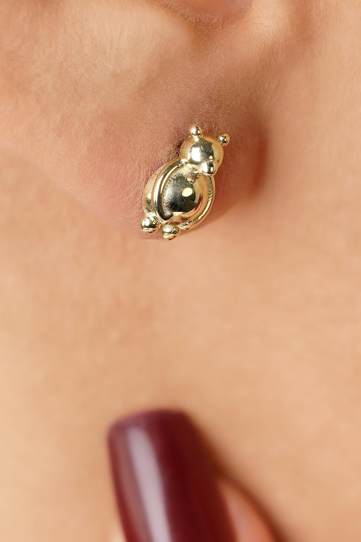 14K Gold Teddy Bear Stud Earrings