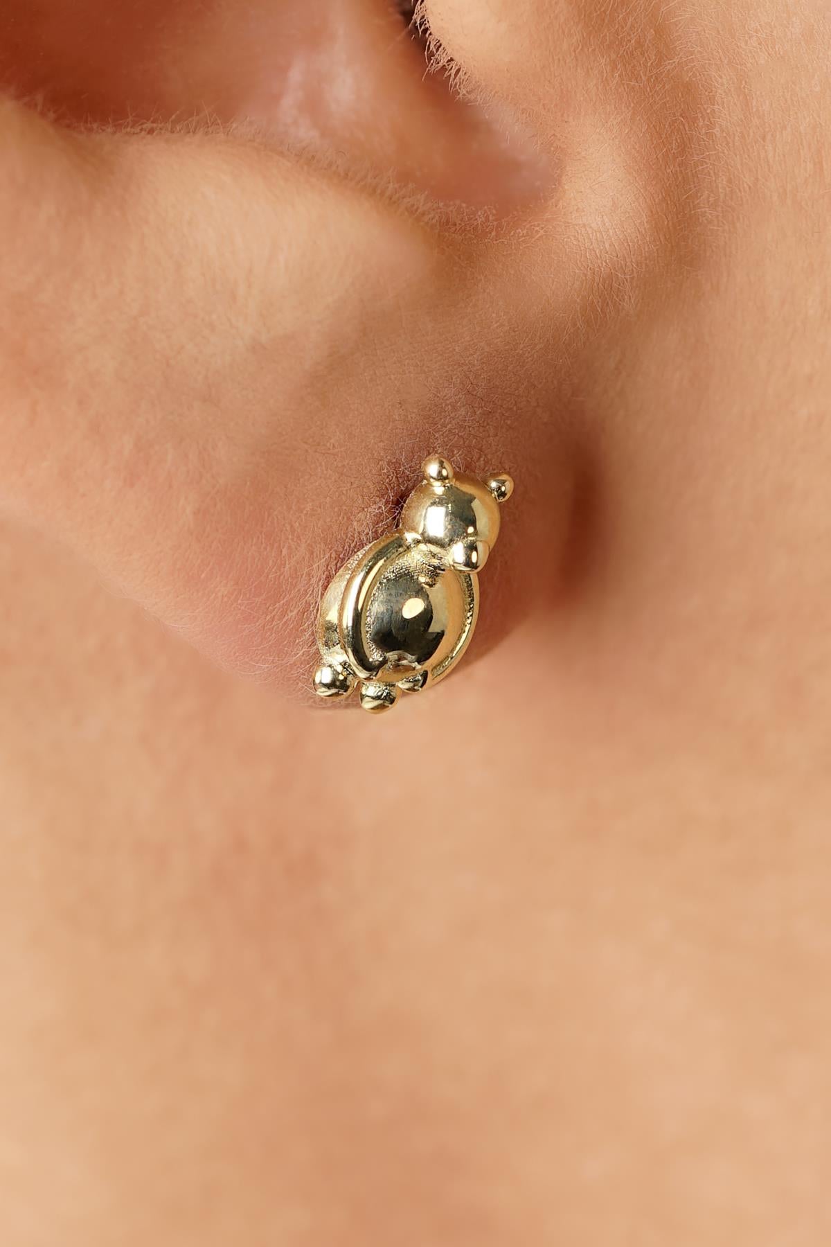14K Gold Teddy Bear Stud Earrings