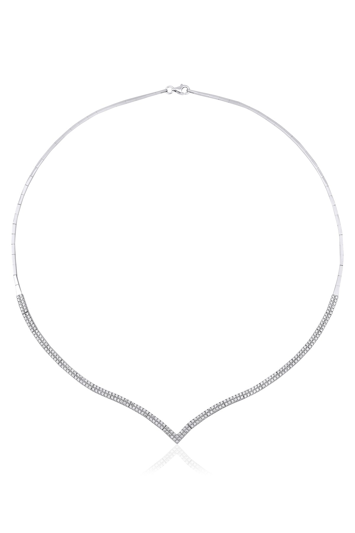 14K Gold Tennis Necklace White